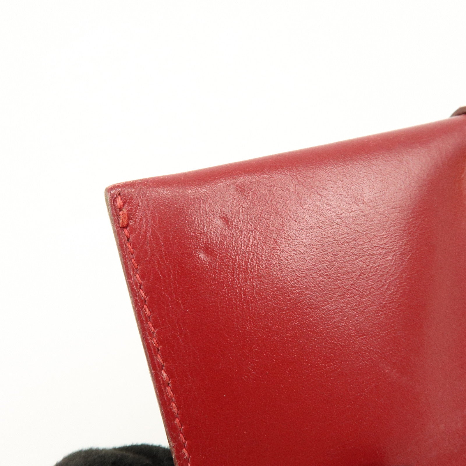 HERMES Bearn Classic Box Calf Bi-fold Long Wallet □～ Stamped Red