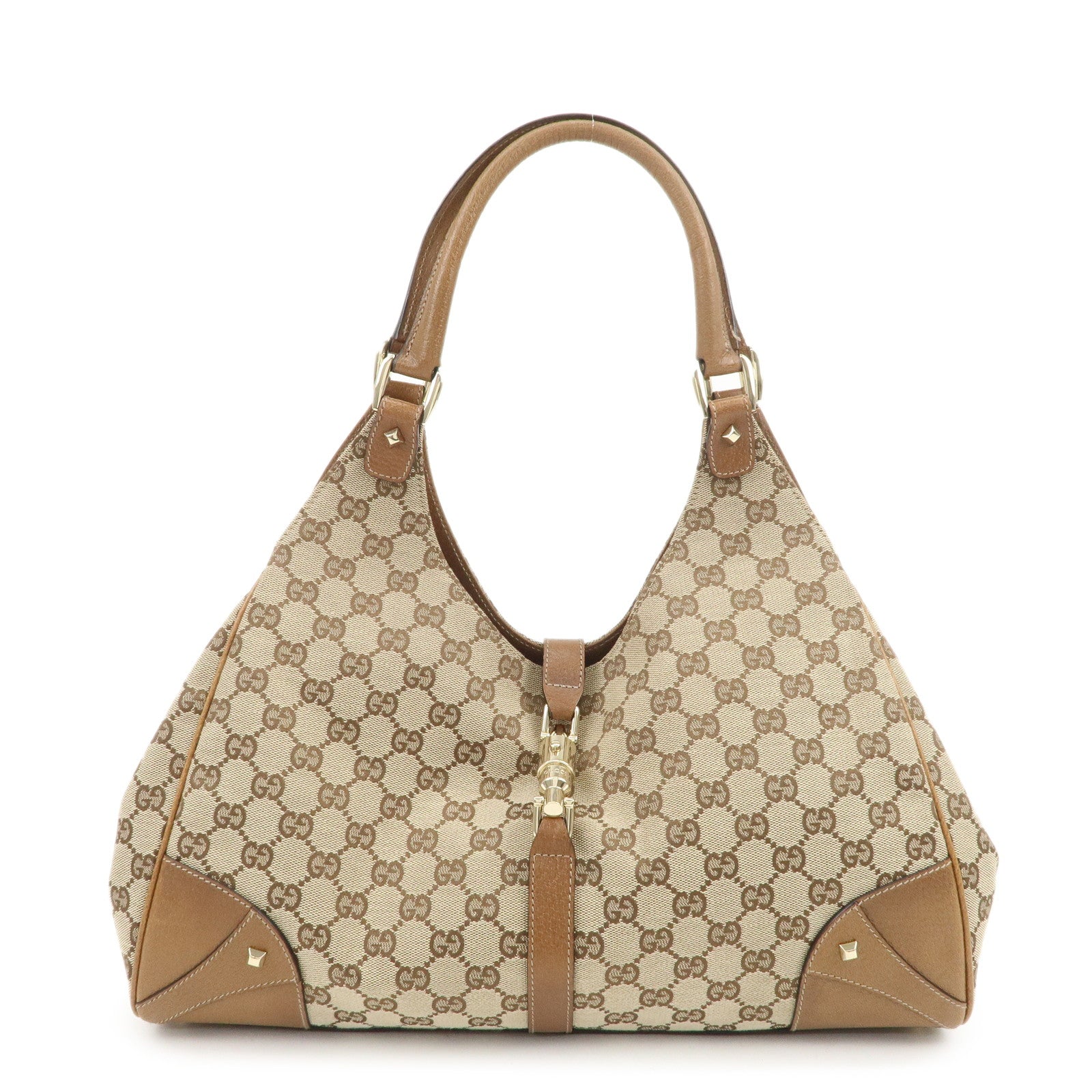 GUCCI New Jackie GG Monogram Canvas Leather Shoulder Bag 124404