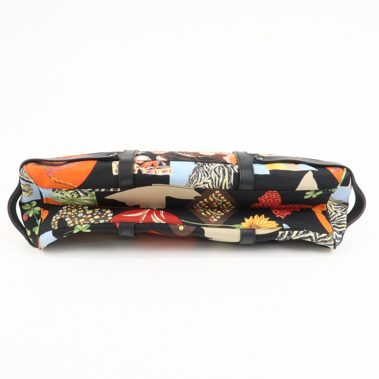 Ferragamo Nylon Leather Hand Bag Shoulder Bag Black Multicolor