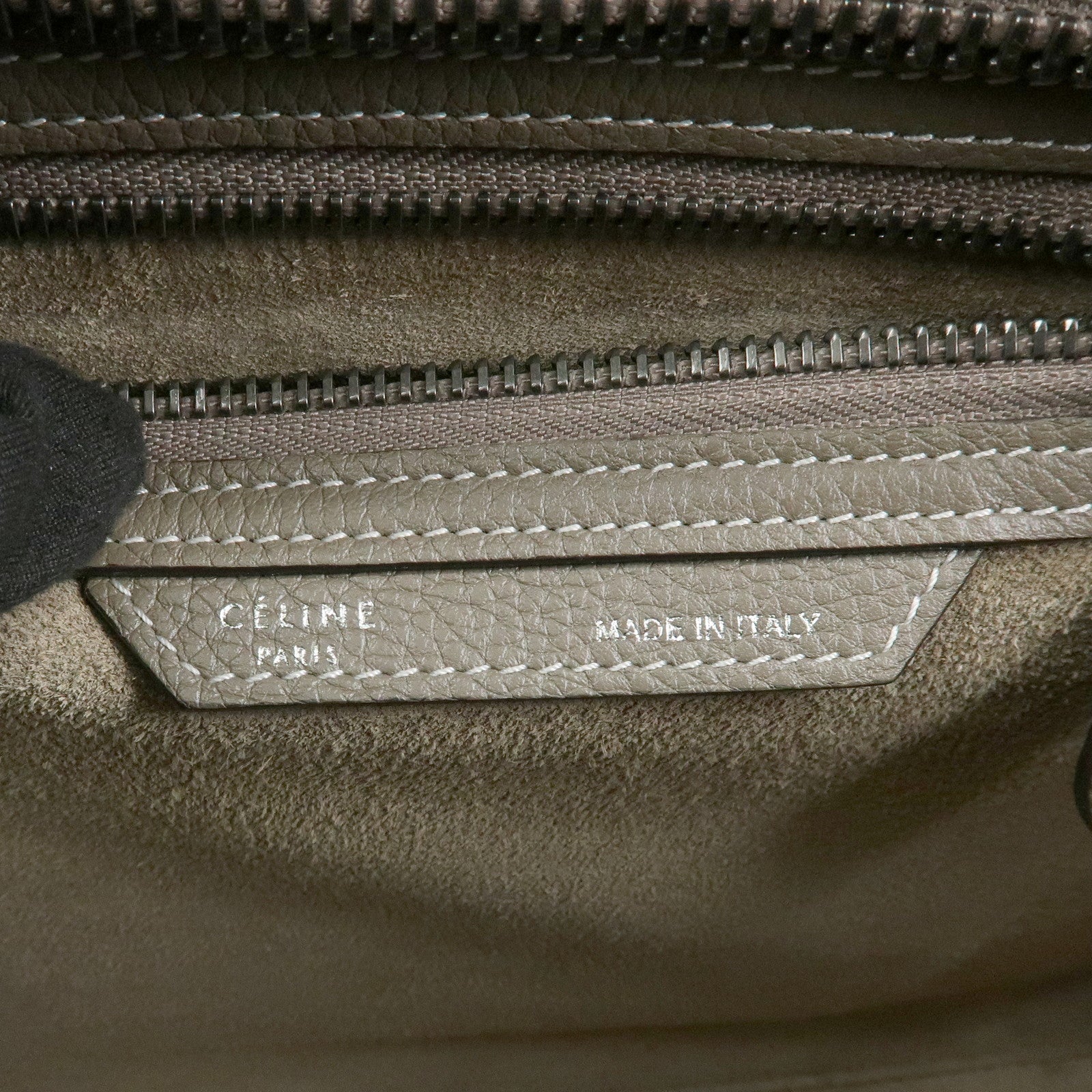 CELINE Luggage Micro Shopper Calf Leather Hand Bag Gray