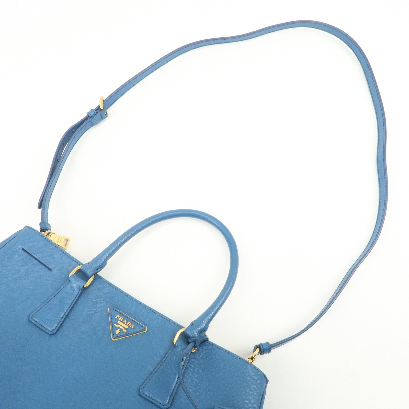 PRADA Galleria Saffiano Leather 2Way Bag Hand Bag Blue BN2274