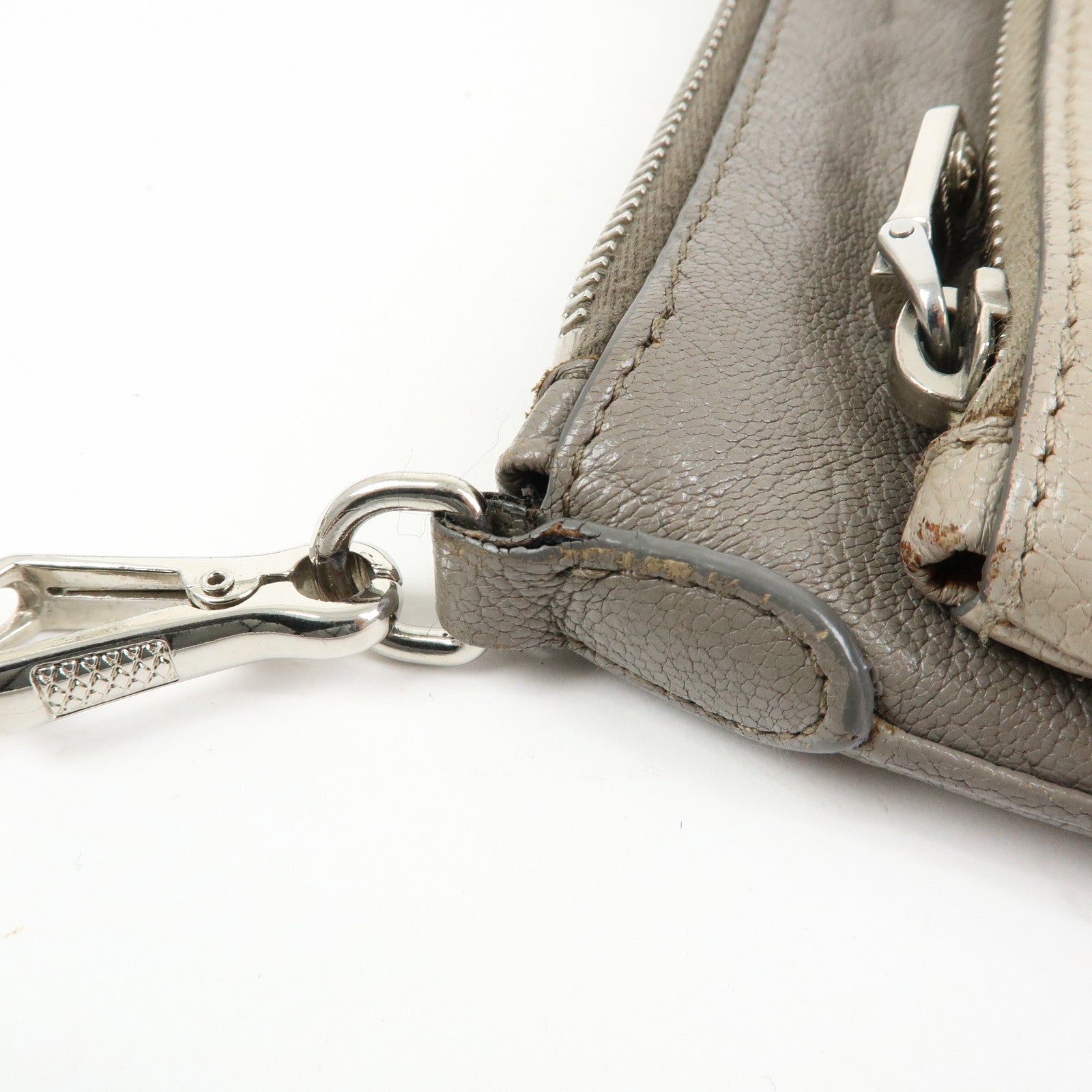 MIU MIU MADRAS Leather Shoulder Bag Crossbody Bag Gray RP0369