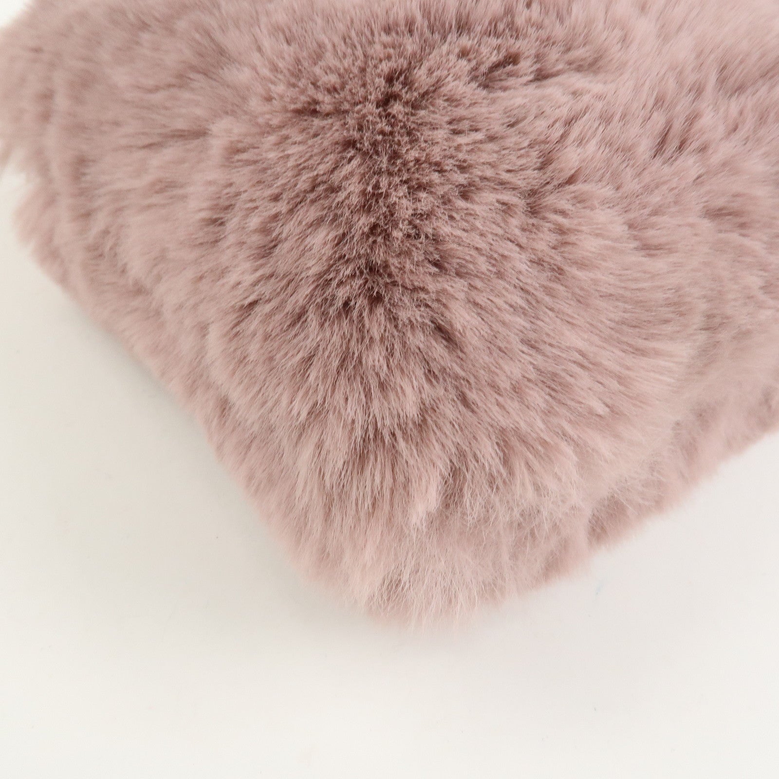 JIMMY CHOO Fur Leather Hand Bag Clutch Bag Pouch Pink