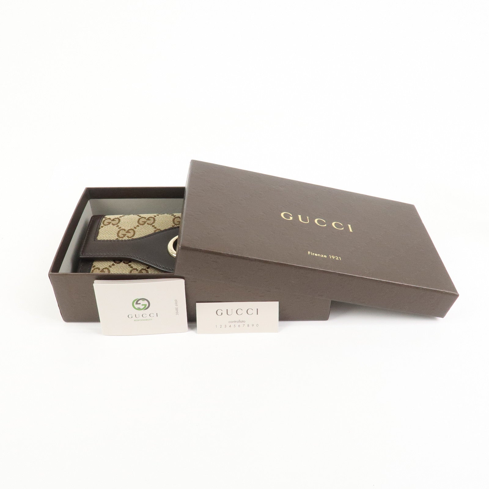 GUCCI Interlocking G GG Canvas Double Flap Long Wallet Brown 282426