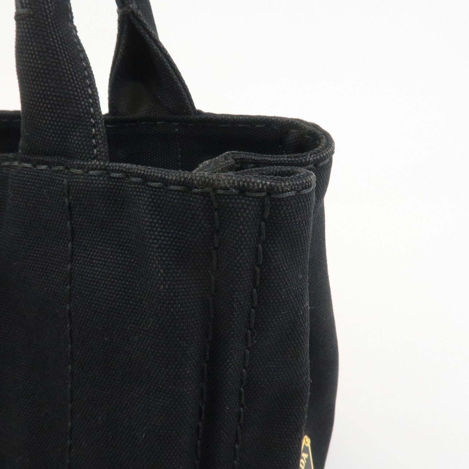 PRADA Canapa Mini Canvas 2Way Bag Hand Bag Black 1BG439