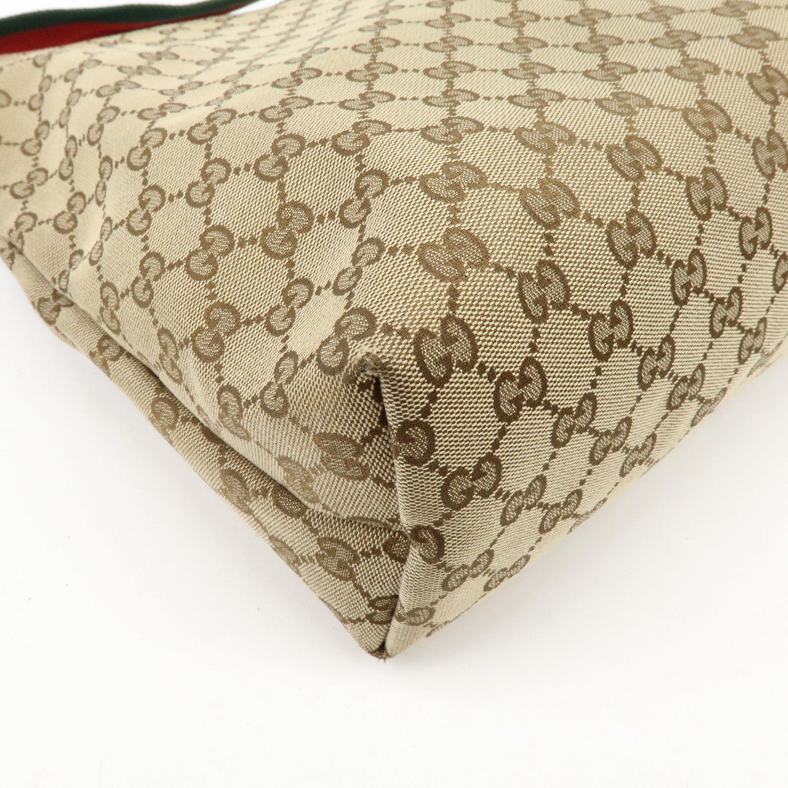 GUCCI Sherry GG Canvas Leather Shoulder Bag Beige Brown 189751