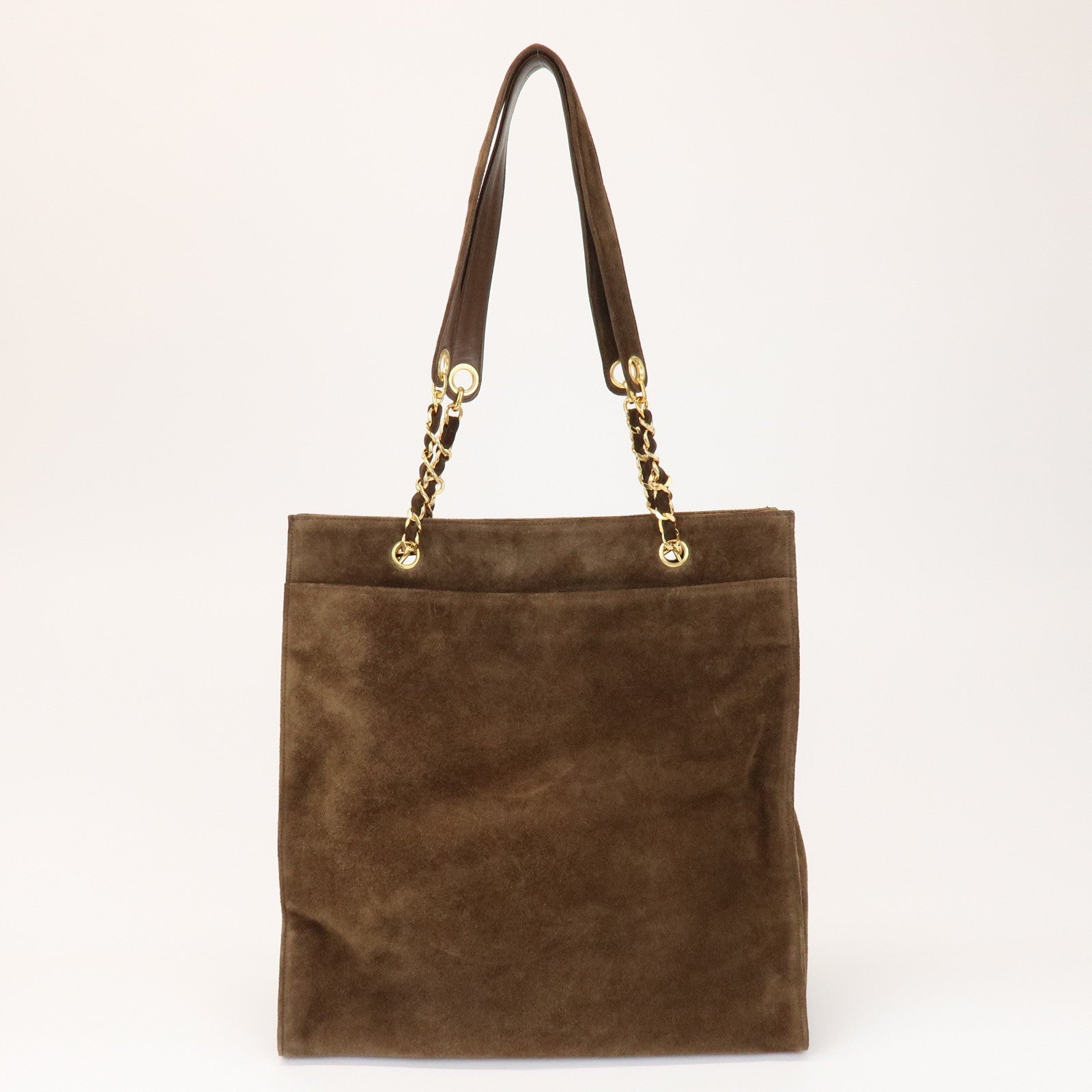 CHANEL COCO Mark Suede Chain Tote Bag Shoulder Bag Brown