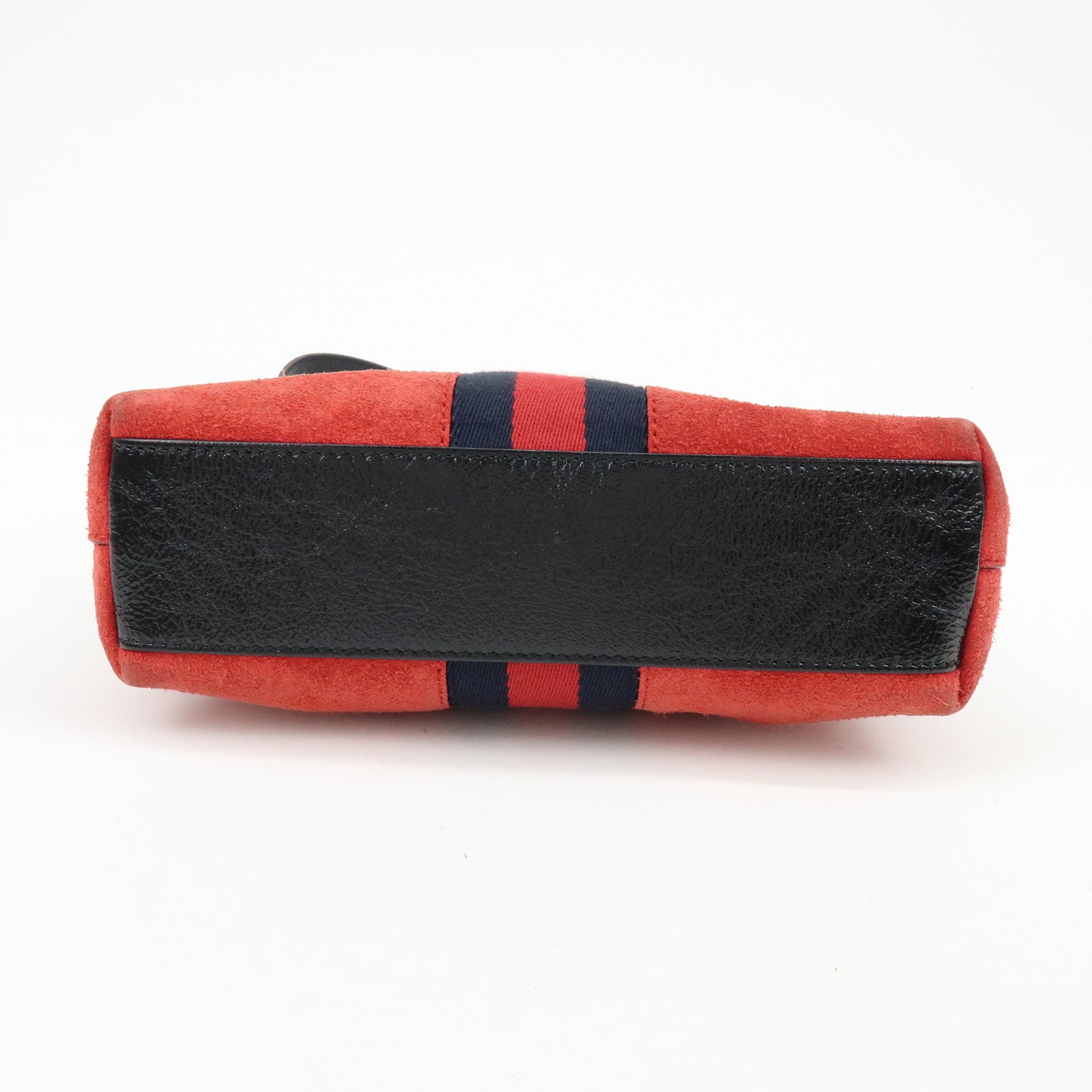 GUCCI Sherry Suede Leather Shoulder Crossbody Bag Red Navy 499621