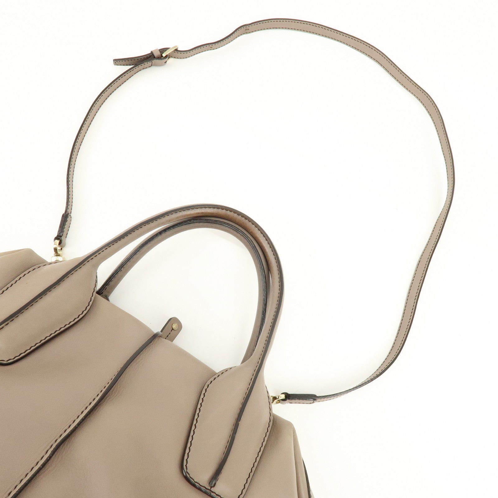 TOD'S  D Styling Leather 2Way Bag Hand Bag Shoulder Bag Gray