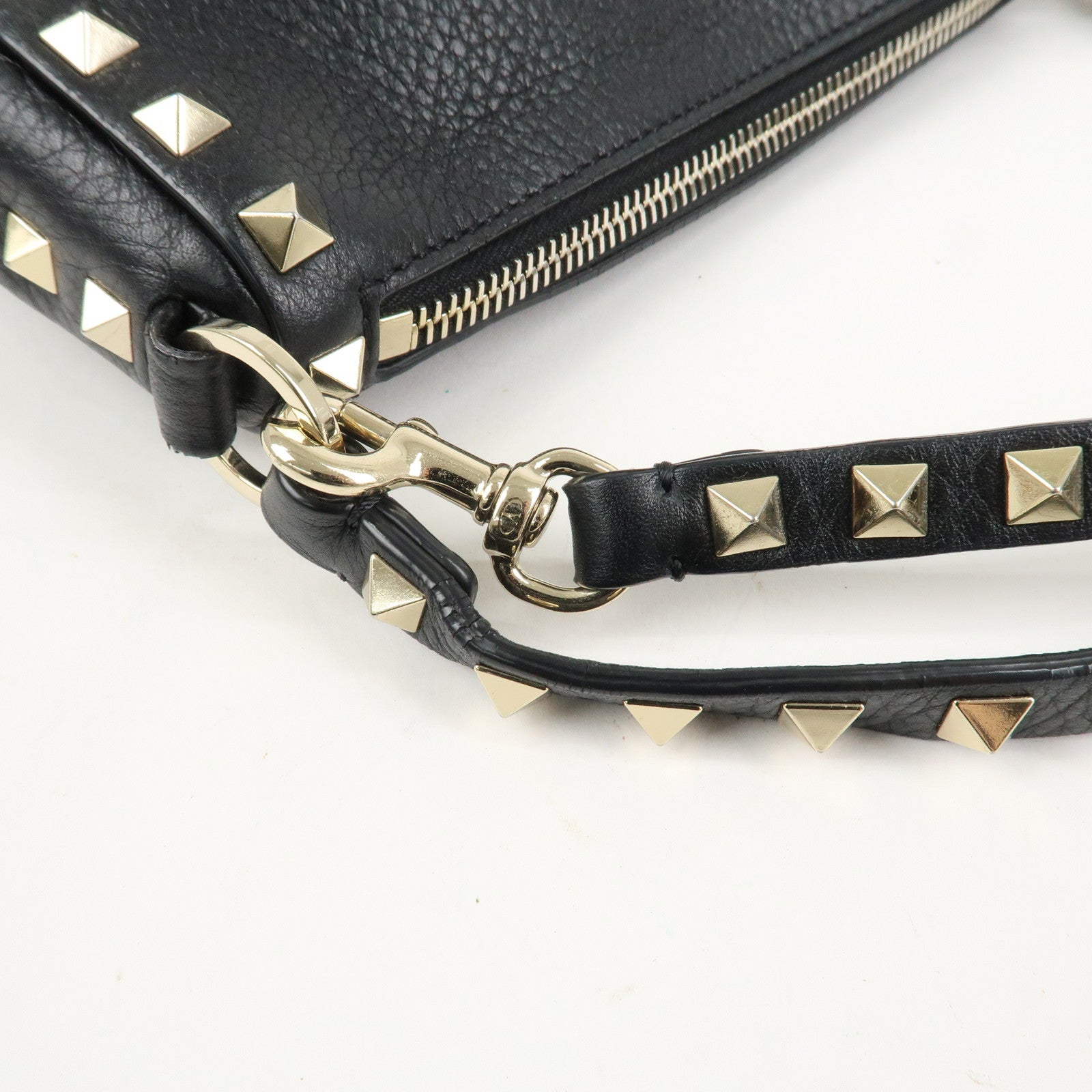 VALENTINO Rock Studs Grained Calf Leather 2Way Shoulder Bag Black