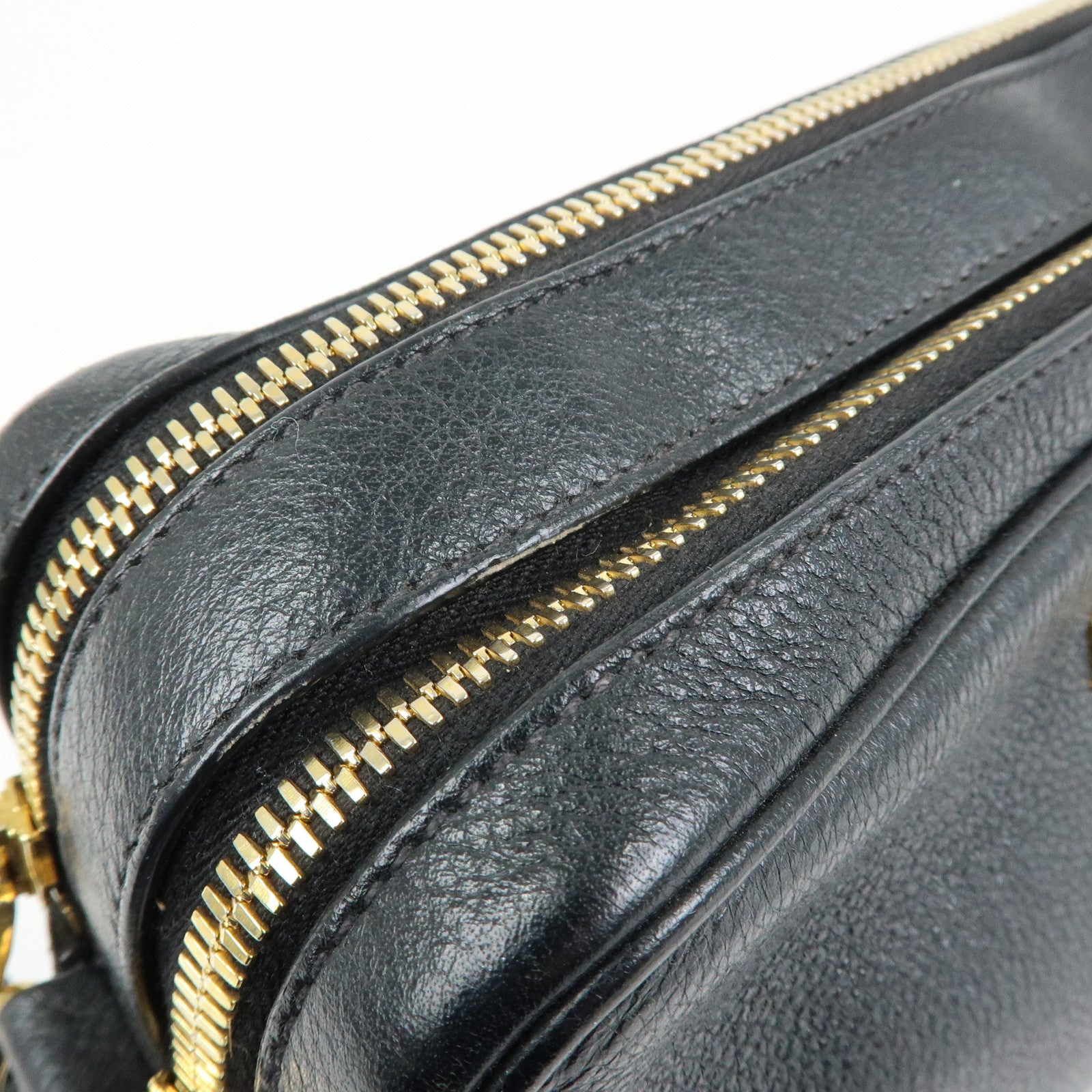 PRADA Logo Leather Shoulder Crossbody Bag Black 1BH079