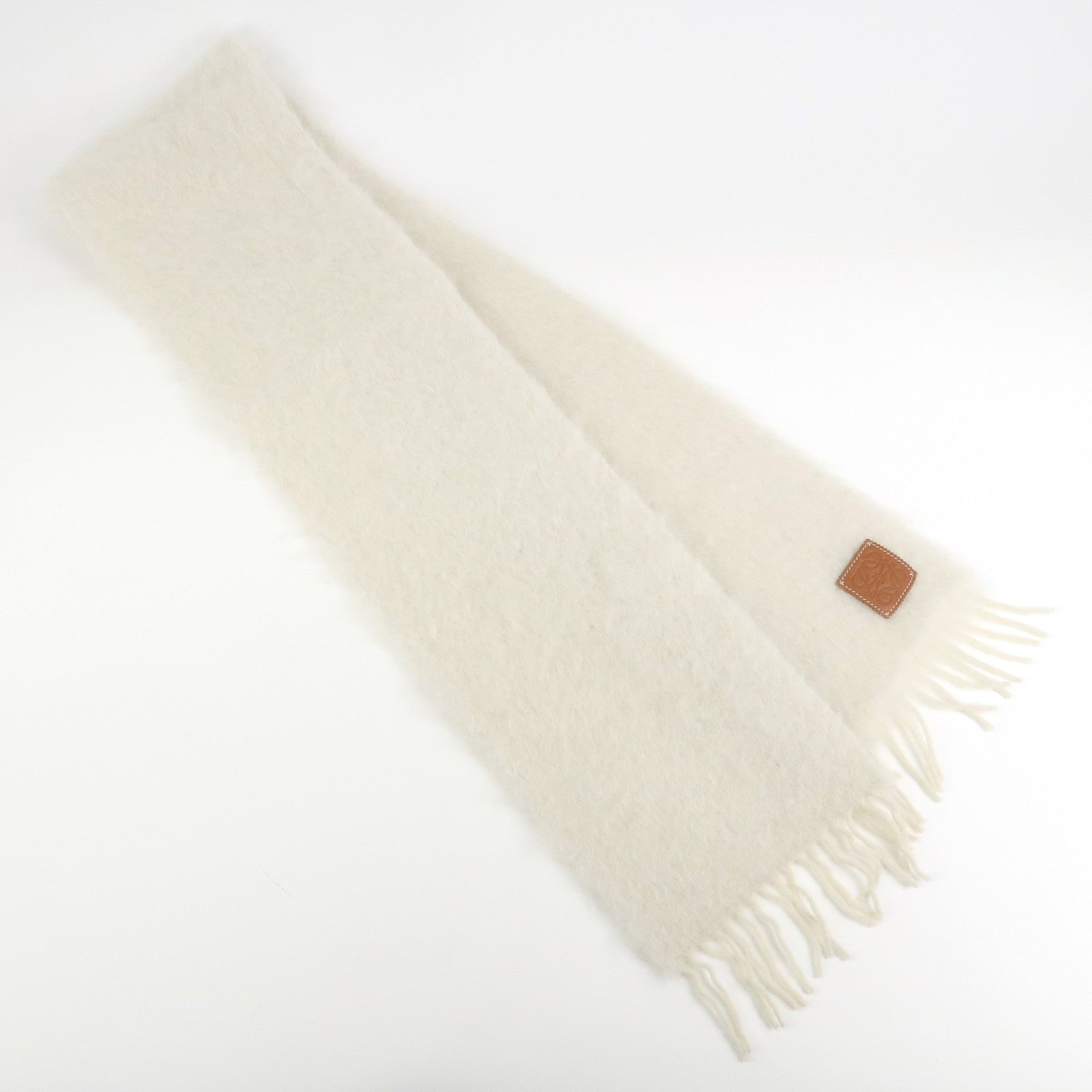 LOEWE Anagram Wool Scarf Stole Muffler Ivory