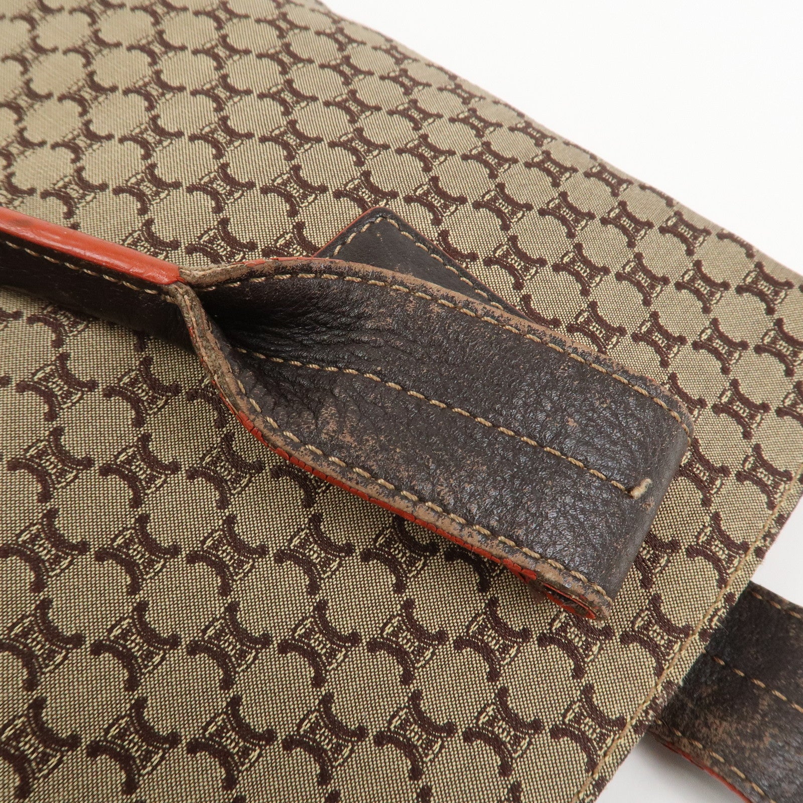 CELINE Macadam Canvas Leather Tote Bag Shoulder Bag Beige Brown