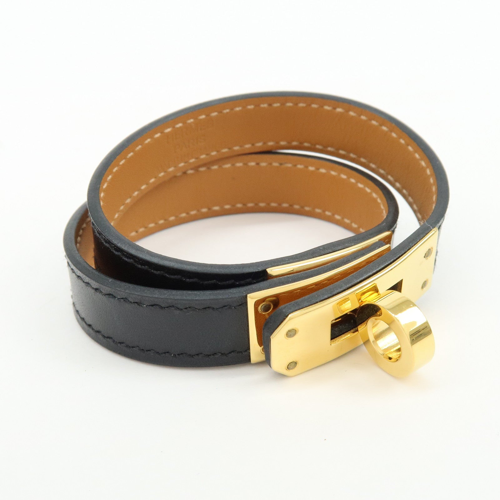 HERMES Vaux Swift Mini Kelly Double Tour Bracelet D Stamped Black