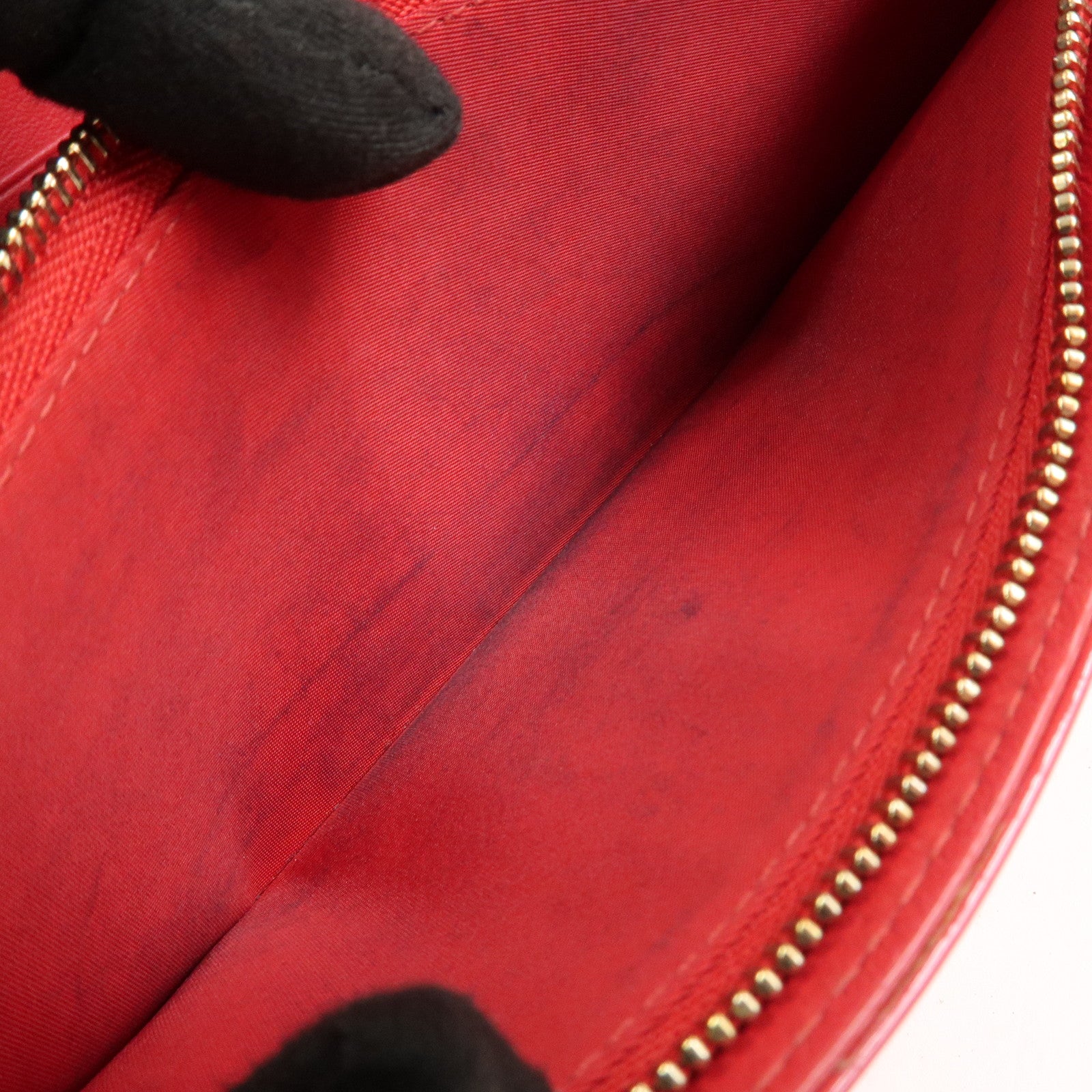 Christian Dior Cannage Patent Leather Chain Long Wallet WOC Red