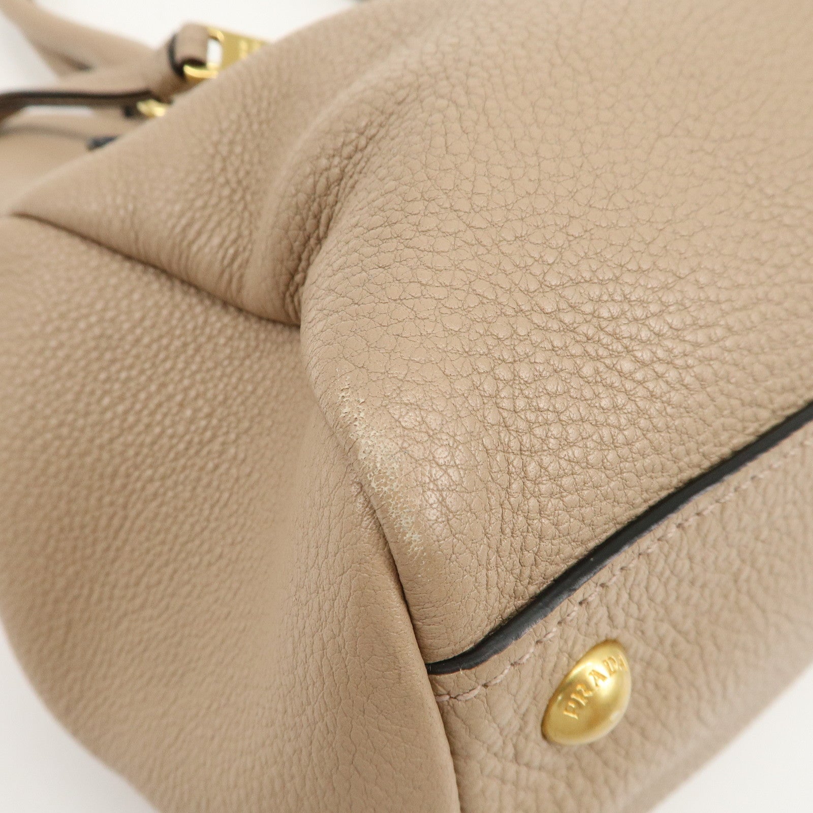 PRADA Logo Leather 2Way Shoulder Bag Hand Bag Pink Beige 1BG044