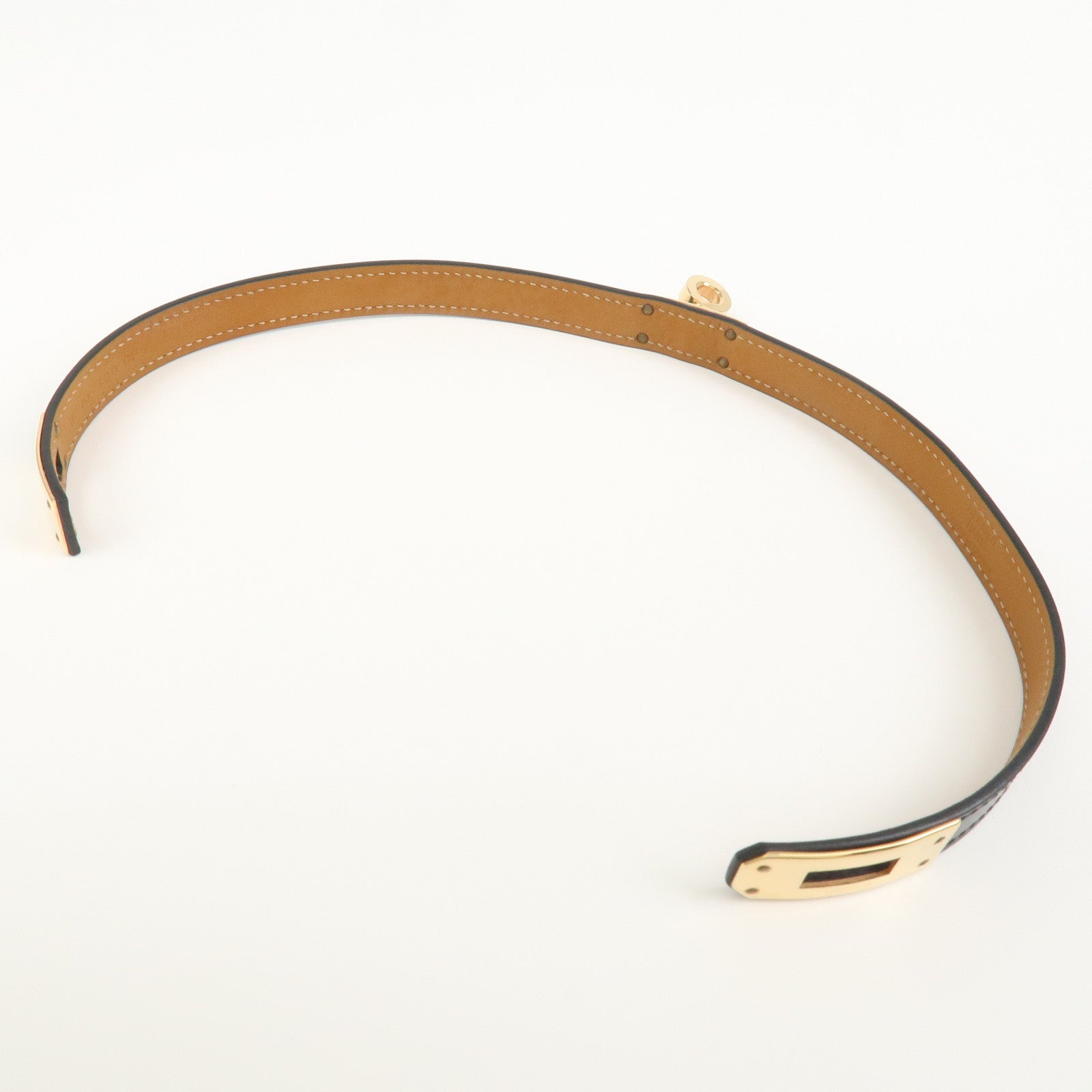 HERMES Kelly Double Tour Bracelet Bangle U Stamped Black Gold