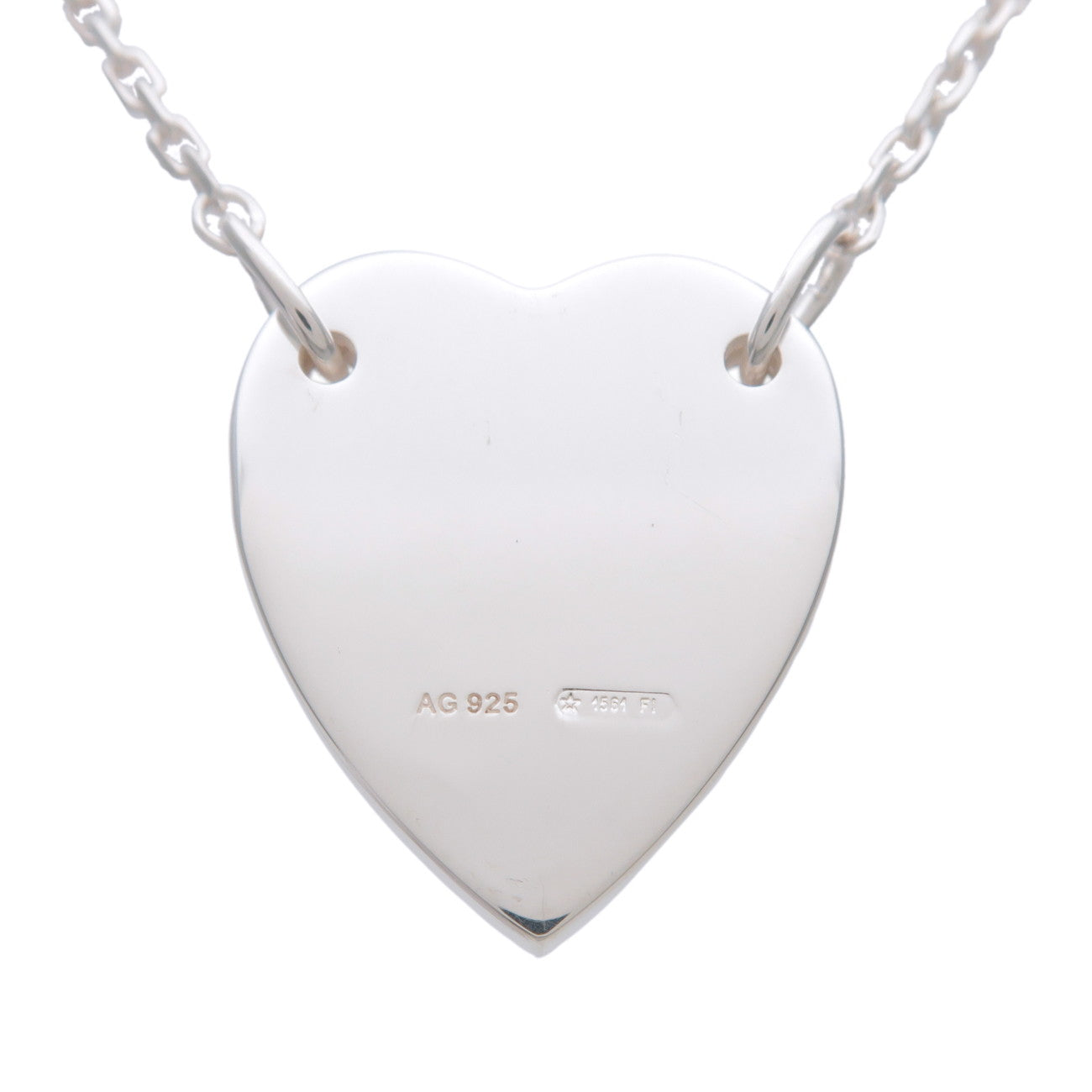 GUCCI Logo Heart Plate Necklace SV925 Silver
