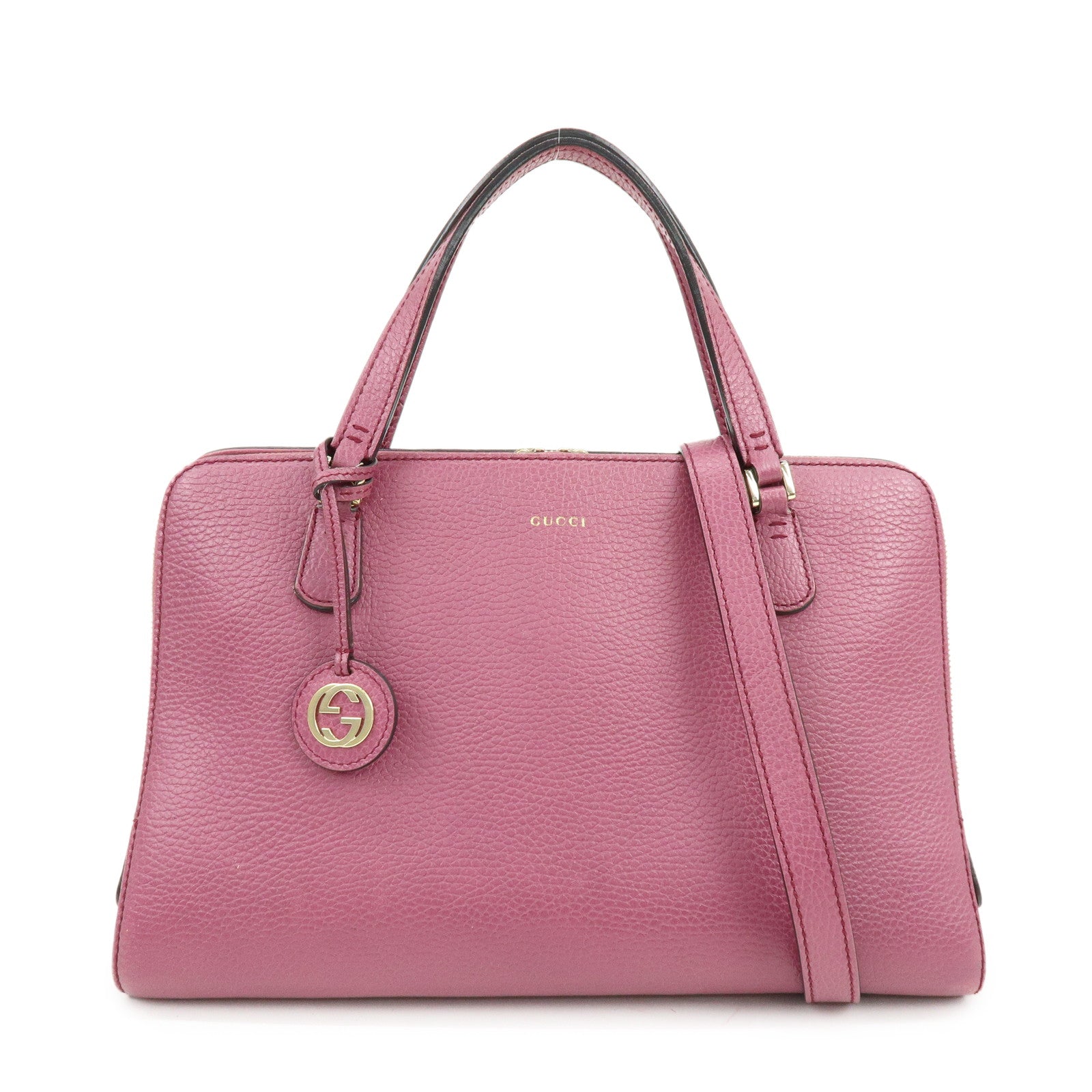 GUCCI Logo Leather 2Way Bag Hand Bag Shoulder Bag Pink 391987