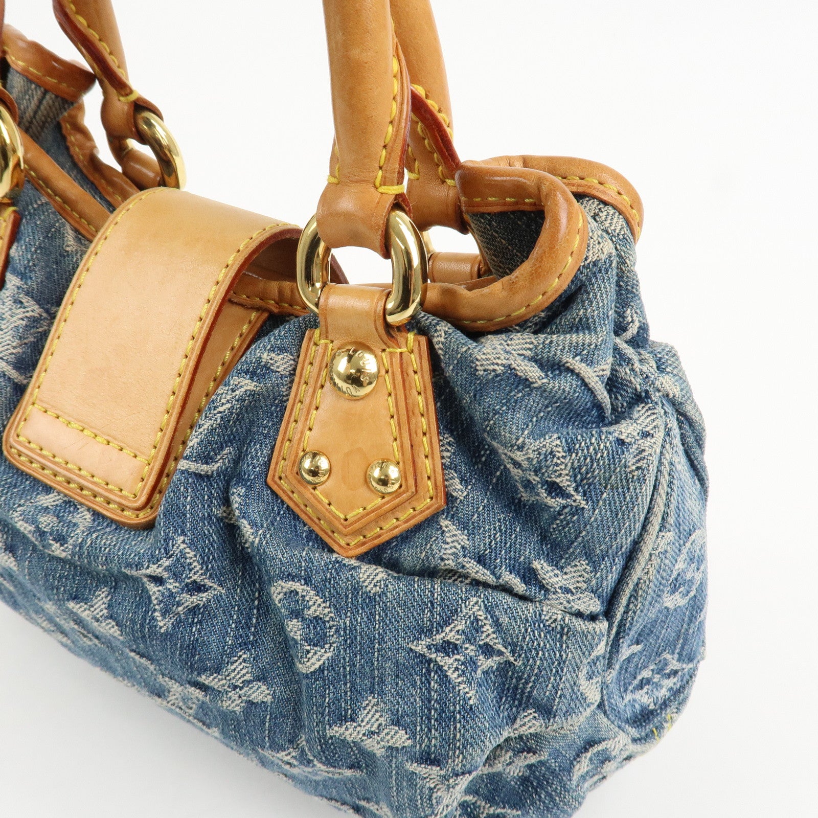 Louis Vuitton Monogram Denim Pleaty Hand Bag Blue M95020