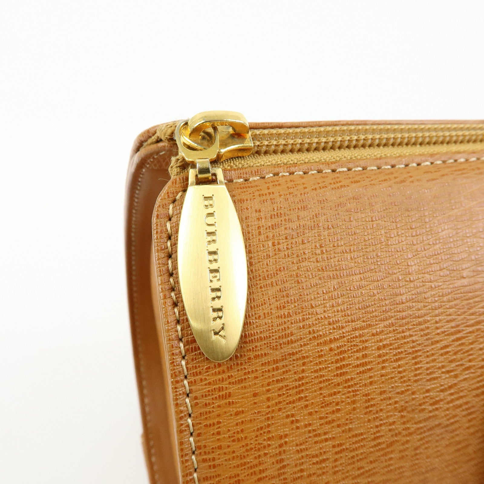 BURBERRY Logo Leather Hand Bag Tote Bag Brown
