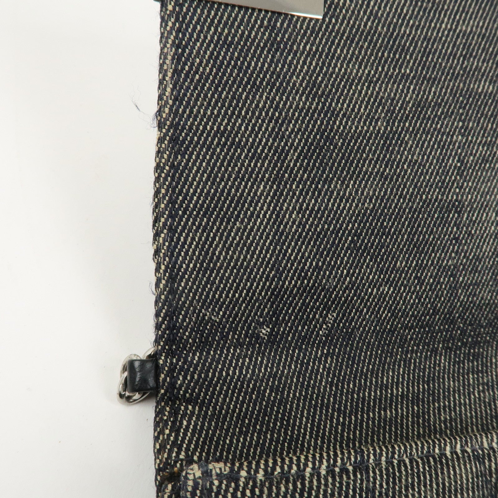 CHANEL Chocolate Bar Denim Leather Chain Shoulder Hand Bag Black