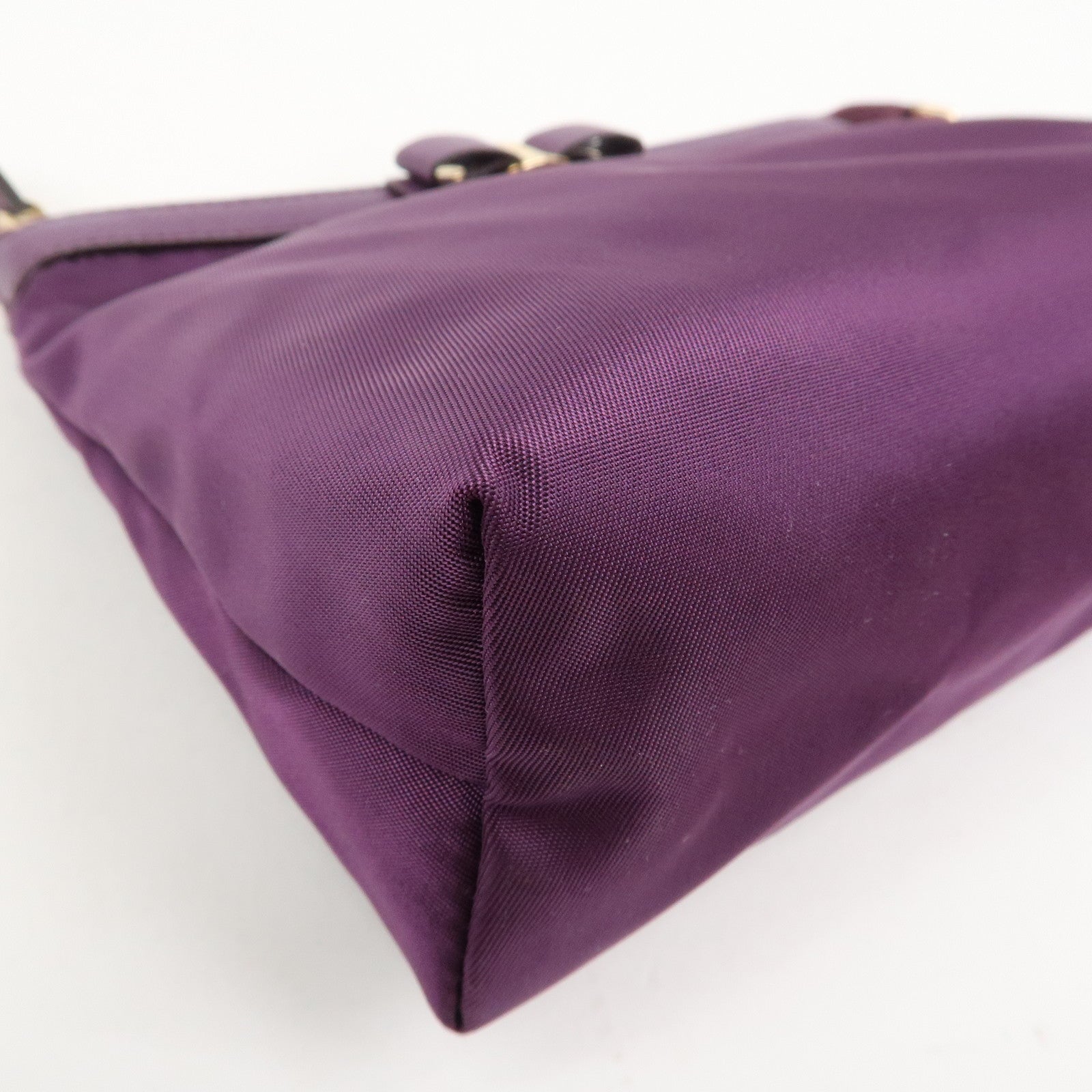 Ferragamo Set Of 2 Leather Nylon Pouch Black Purple Gold