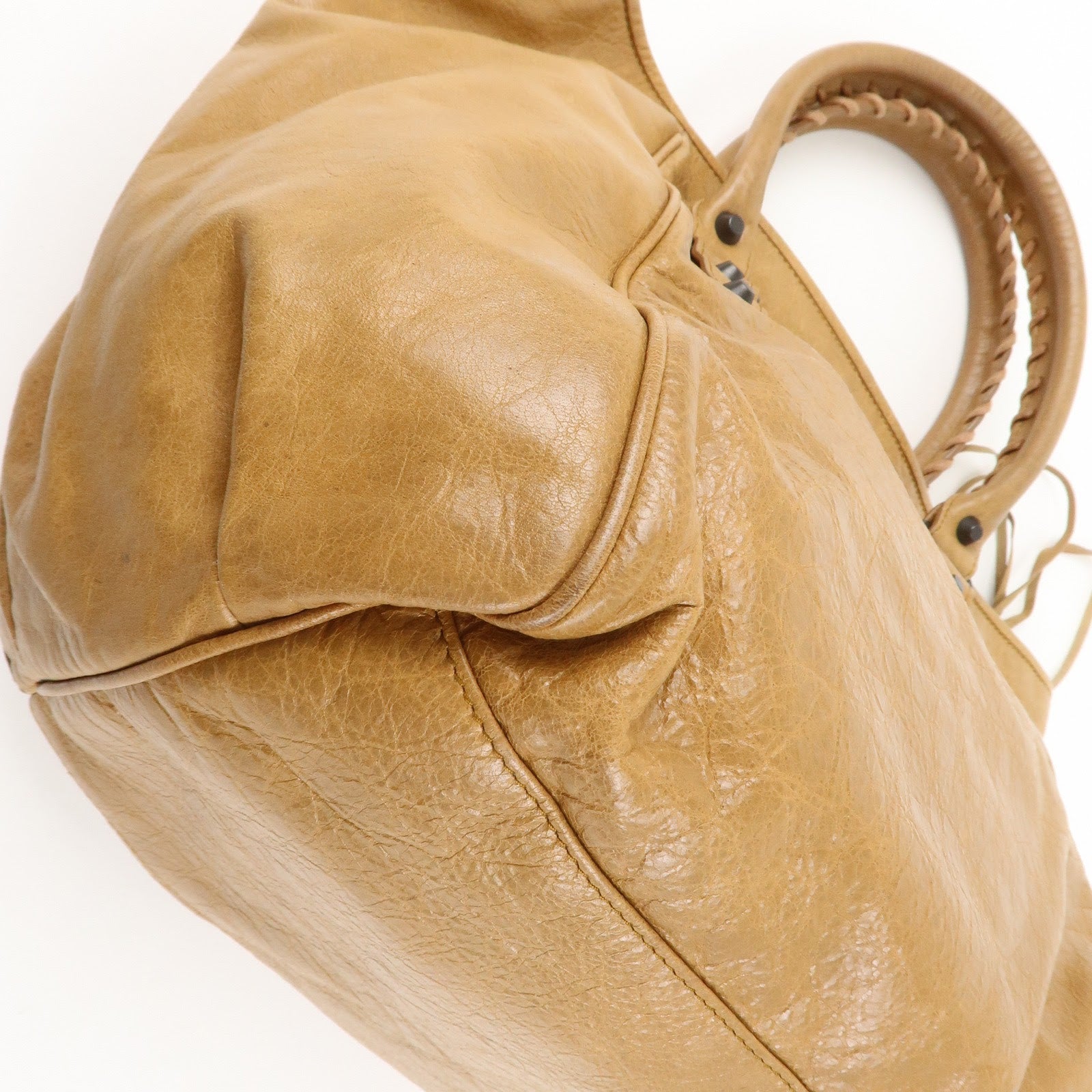 BALENCIAGA The Sunday Leather Tote Bag Hand Bag Brown 228750 Used