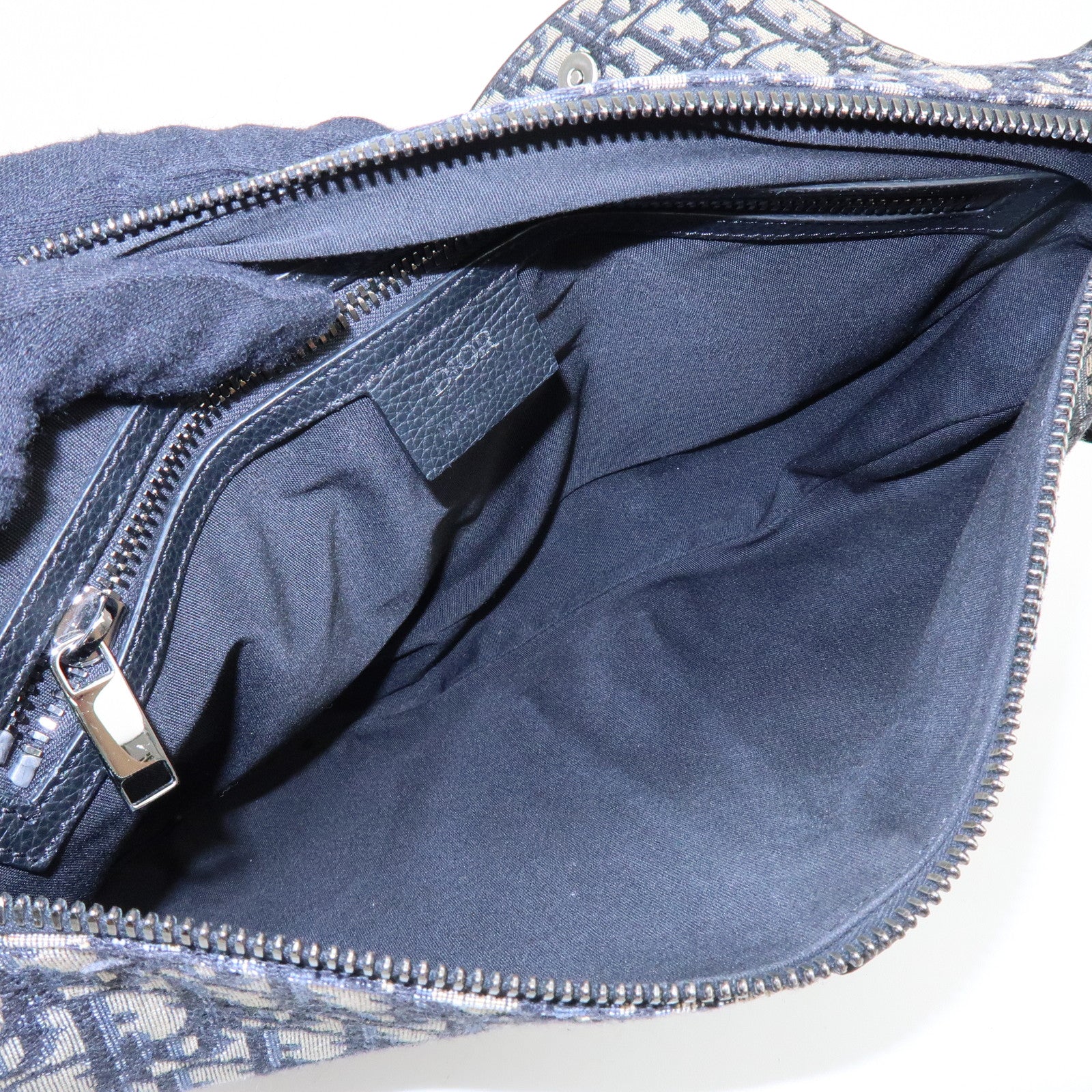 Christian Dior Saddle Oblique Canvas Leather Waist Bag Black Beige