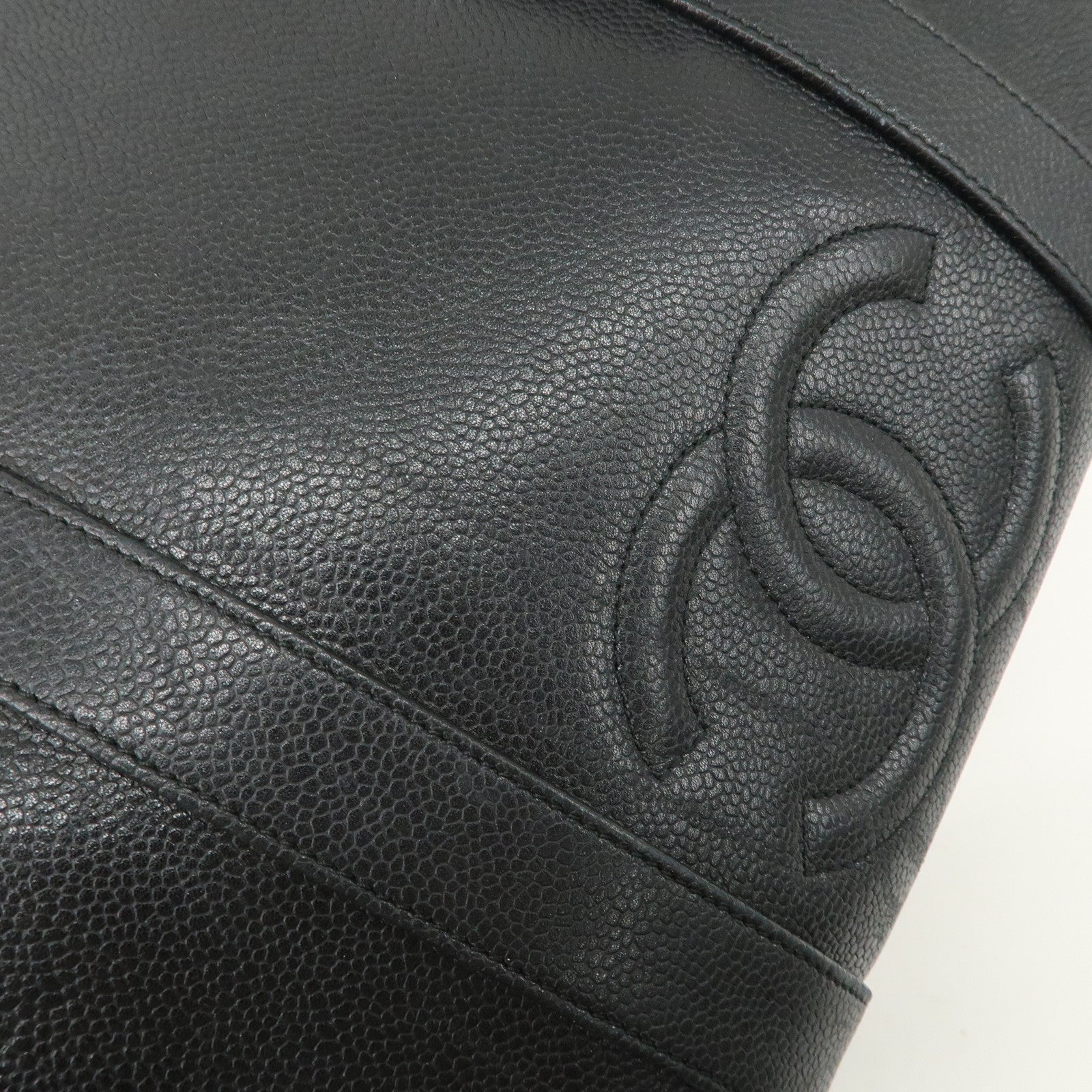 CHANEL COCO Mark Caviarskin Mini Boston Bag Hand Bag Black Used