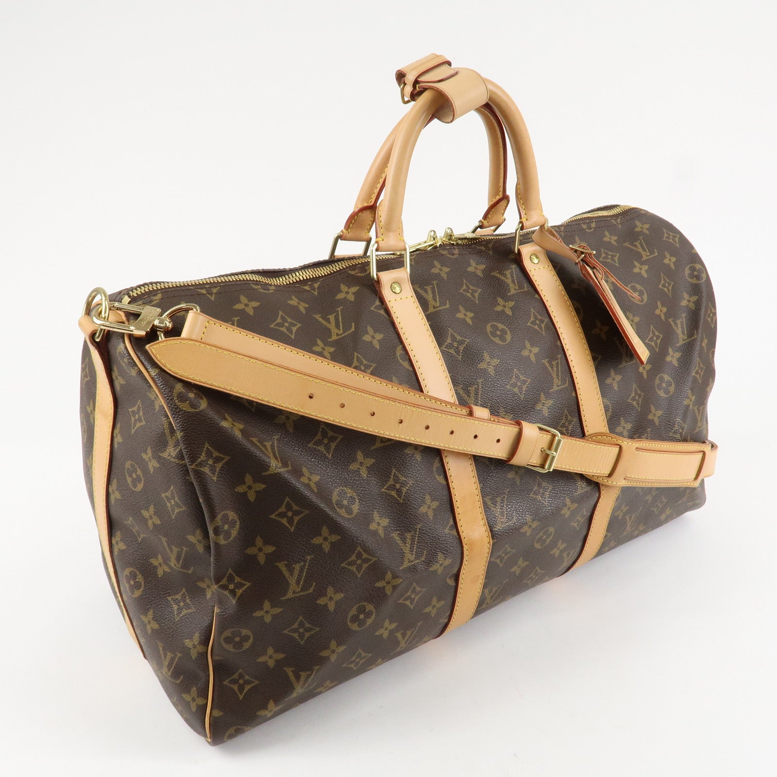Louis Vuitton Monogram Keep All Bandouliere 50 Boston Bag Brown M41416 Used