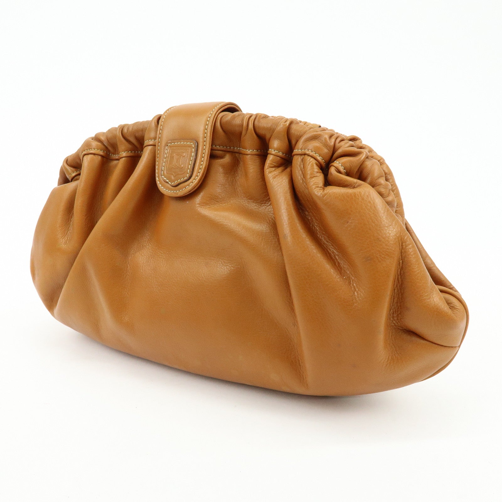 CELINE Leather 2Way Shoulder Bag Clutch Bag Brown