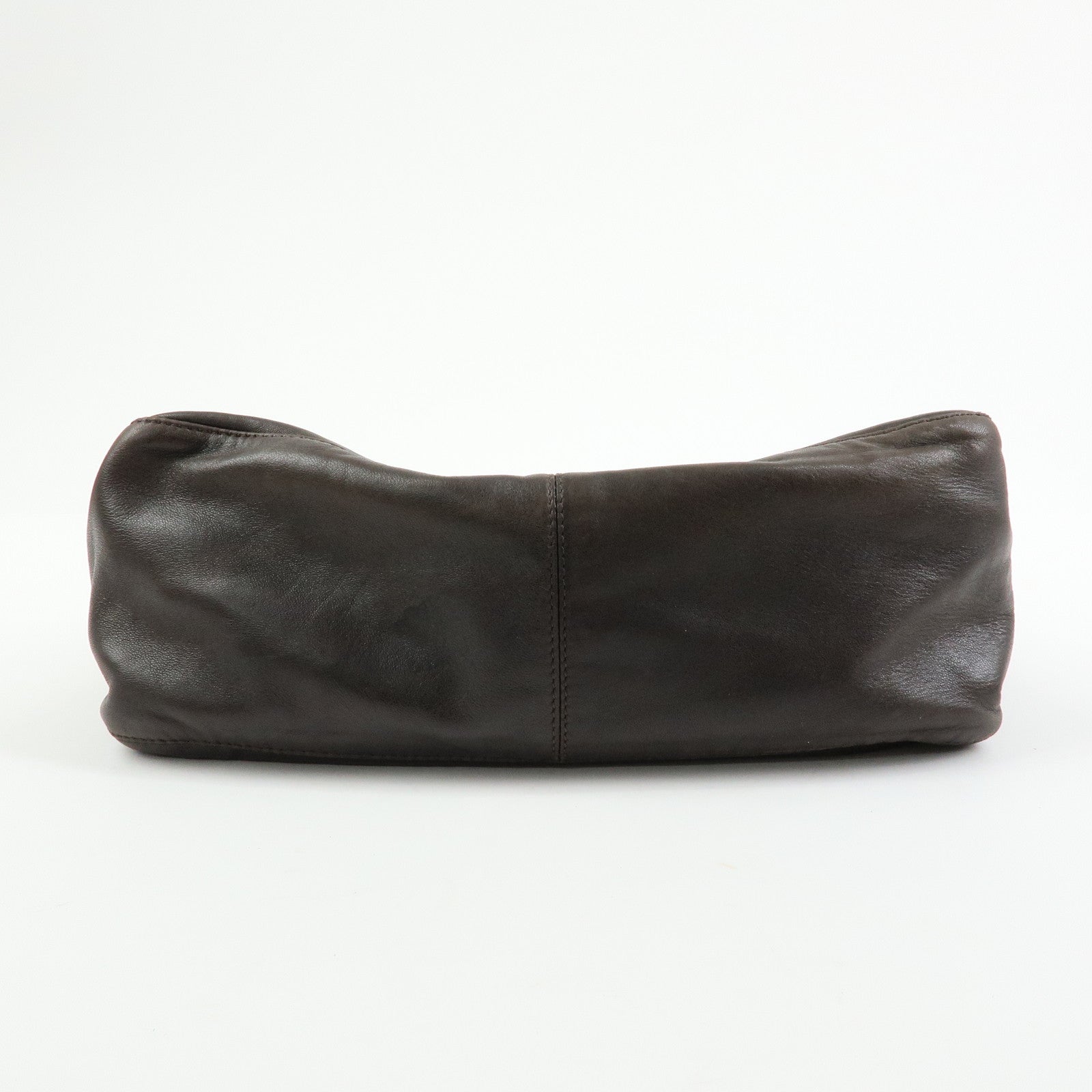FENDI Mamma Baguette Lamb Skin Shoulder Bag Dark Brown 26325