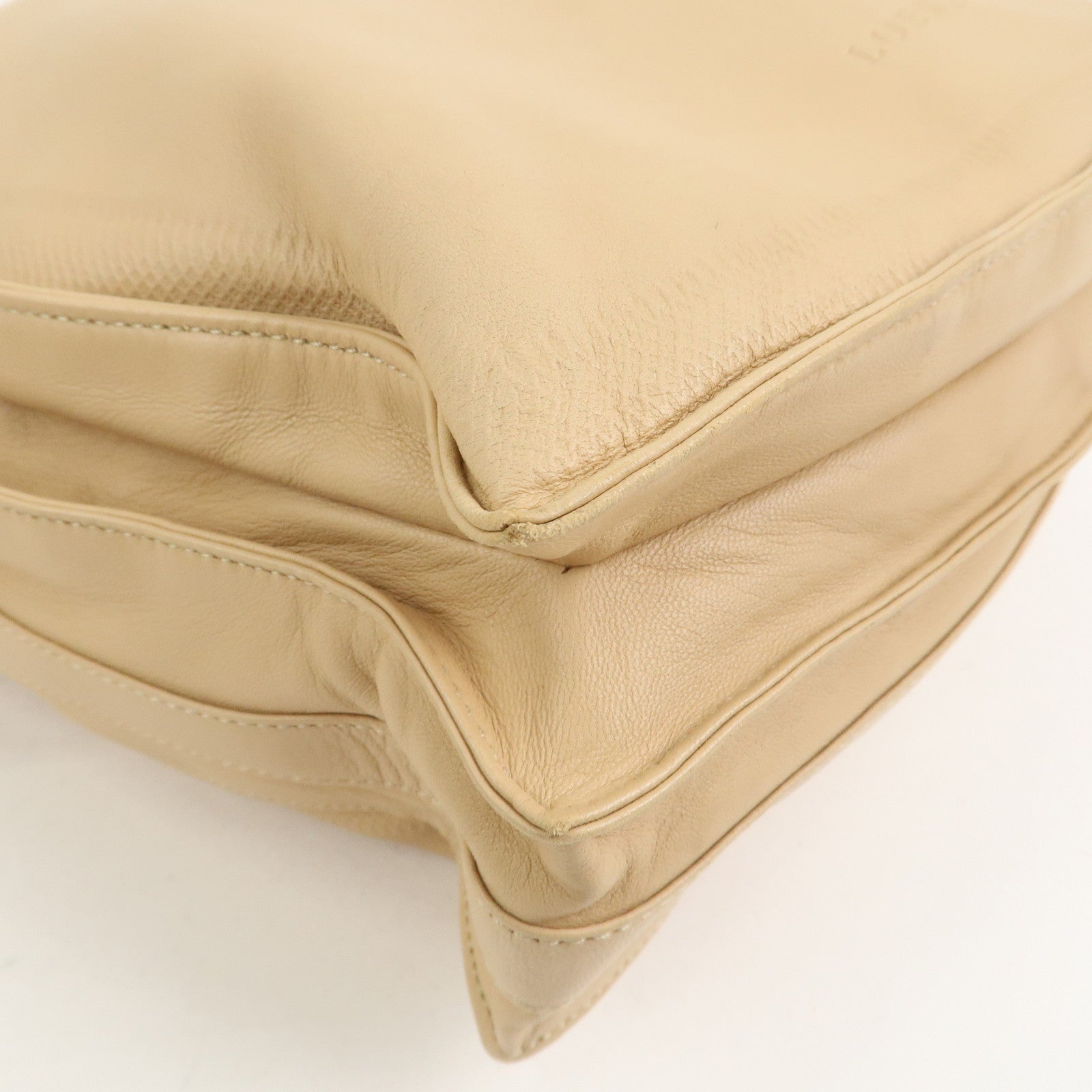 LOEWE Logo Nappa Leather Shoulder Bag Crossbody Bag Beige