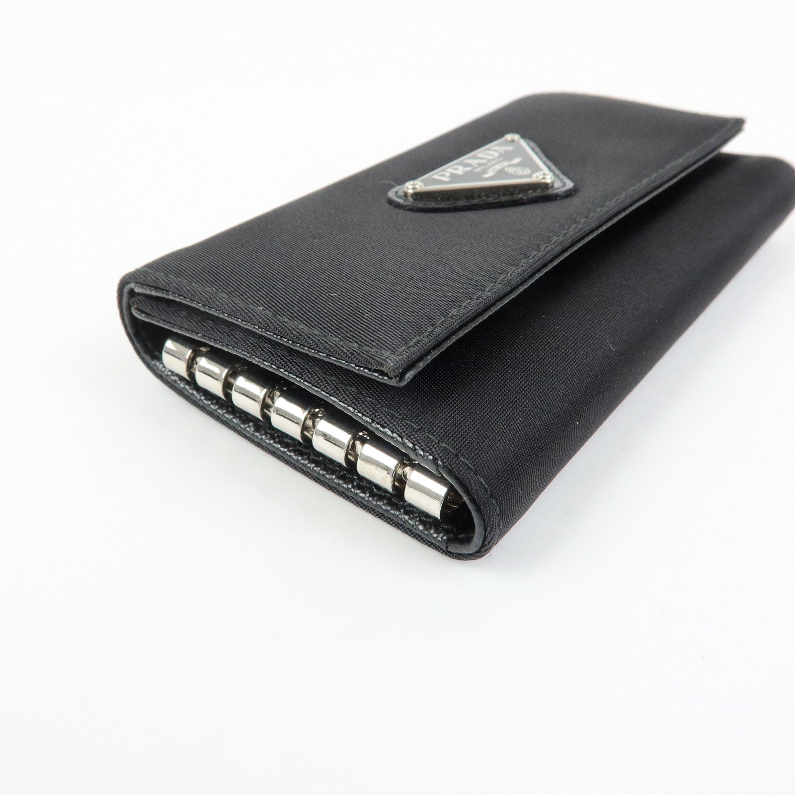 PRADA Triangle Logo Nylon Leather 6 Rings Key Case 1M0222