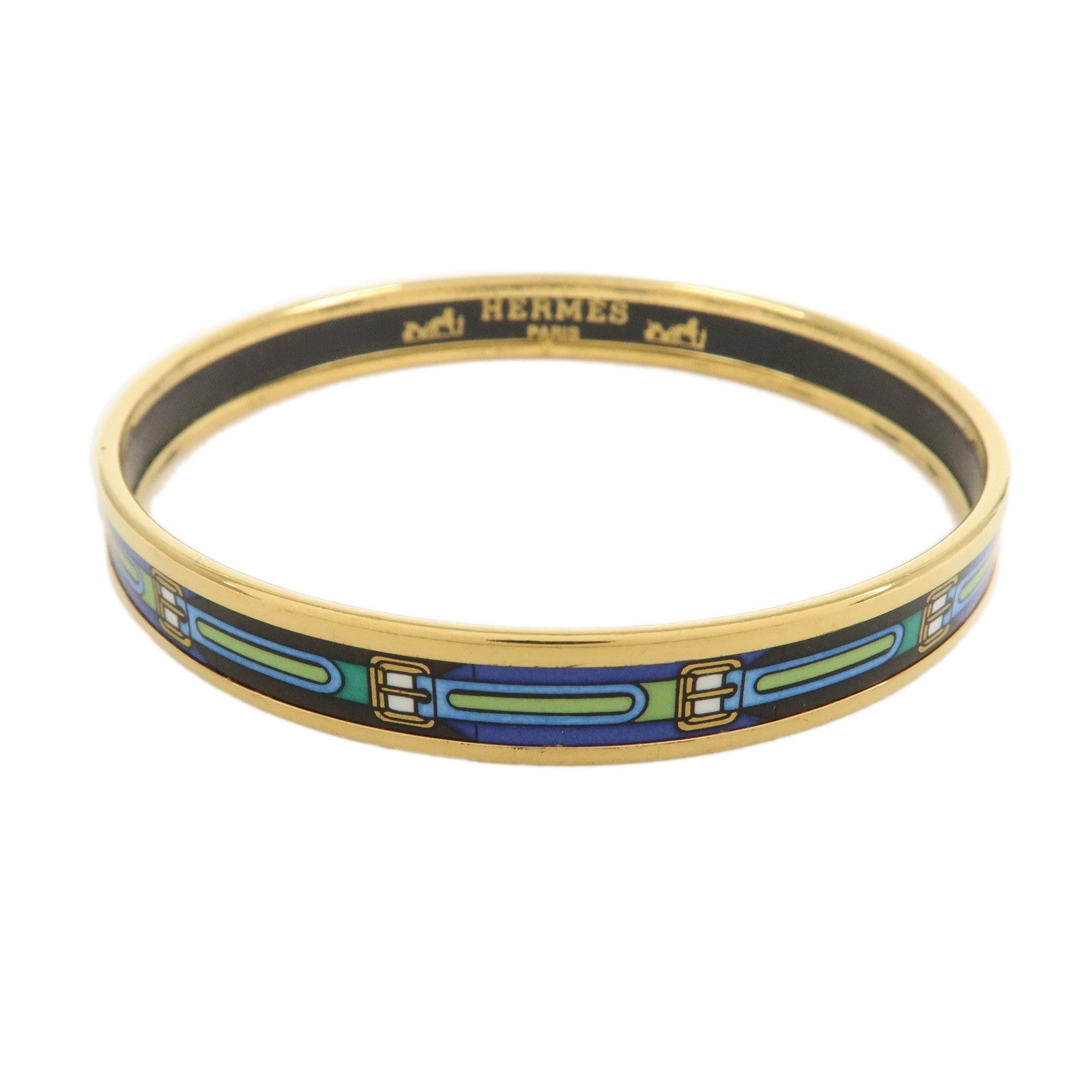 HERMES Email PM Metal Bracelet Bangle Blue