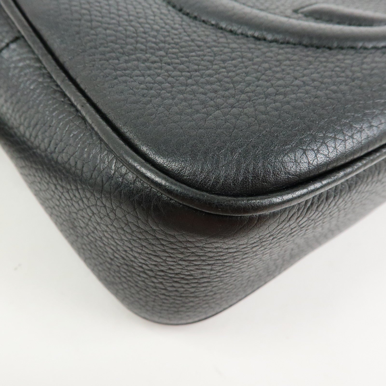 GUCCI SOHO Interlocking G Leather Shoulder Bag Black 308364
