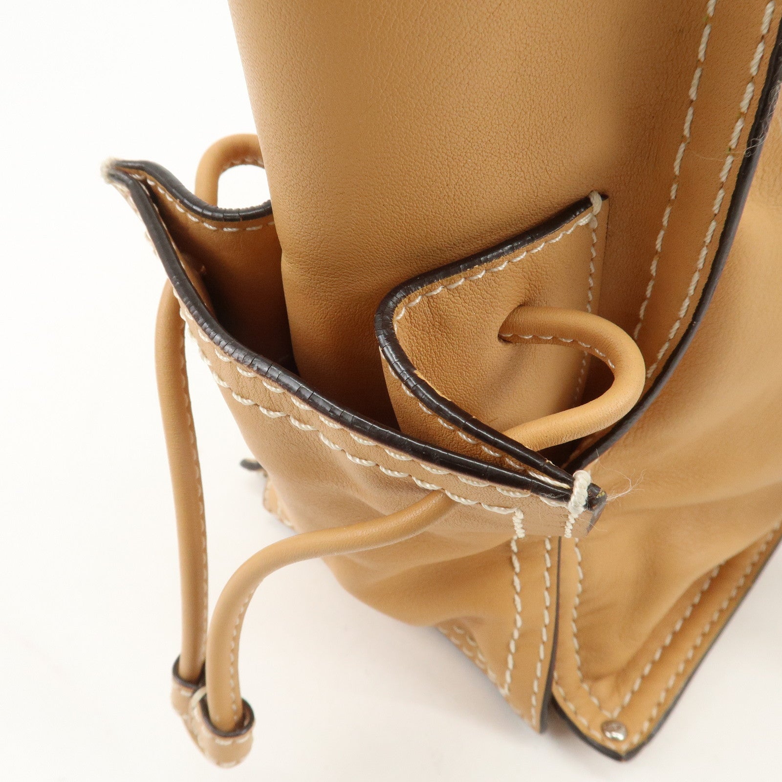 LOEWE Anagram Leather Shopper Tote Bag Hand Bag Light Brown