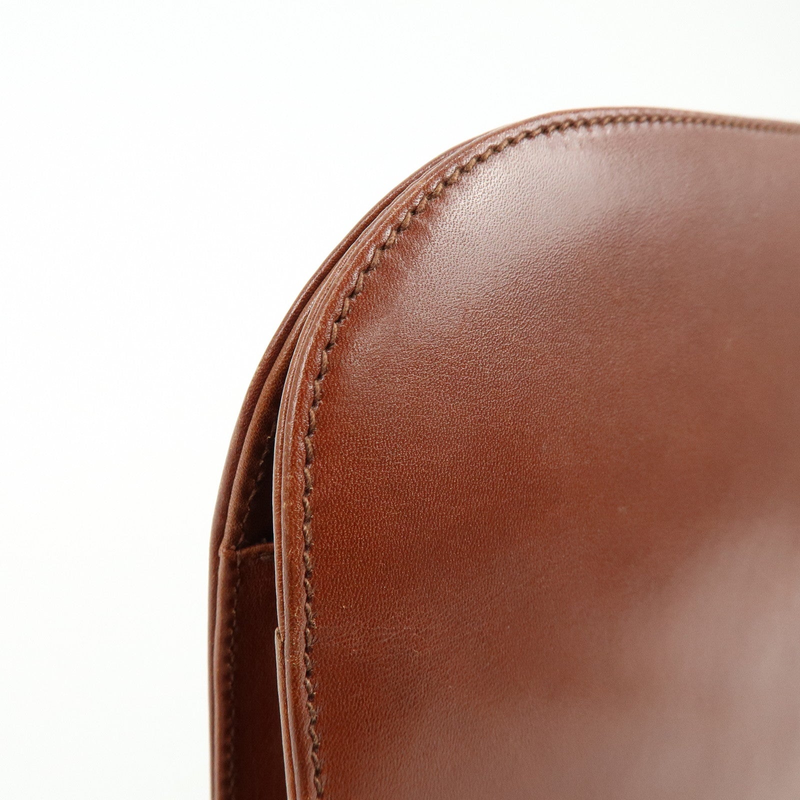 Ferragamo Gancini Calf Skin Leather Chain Shoulder Bag Brown