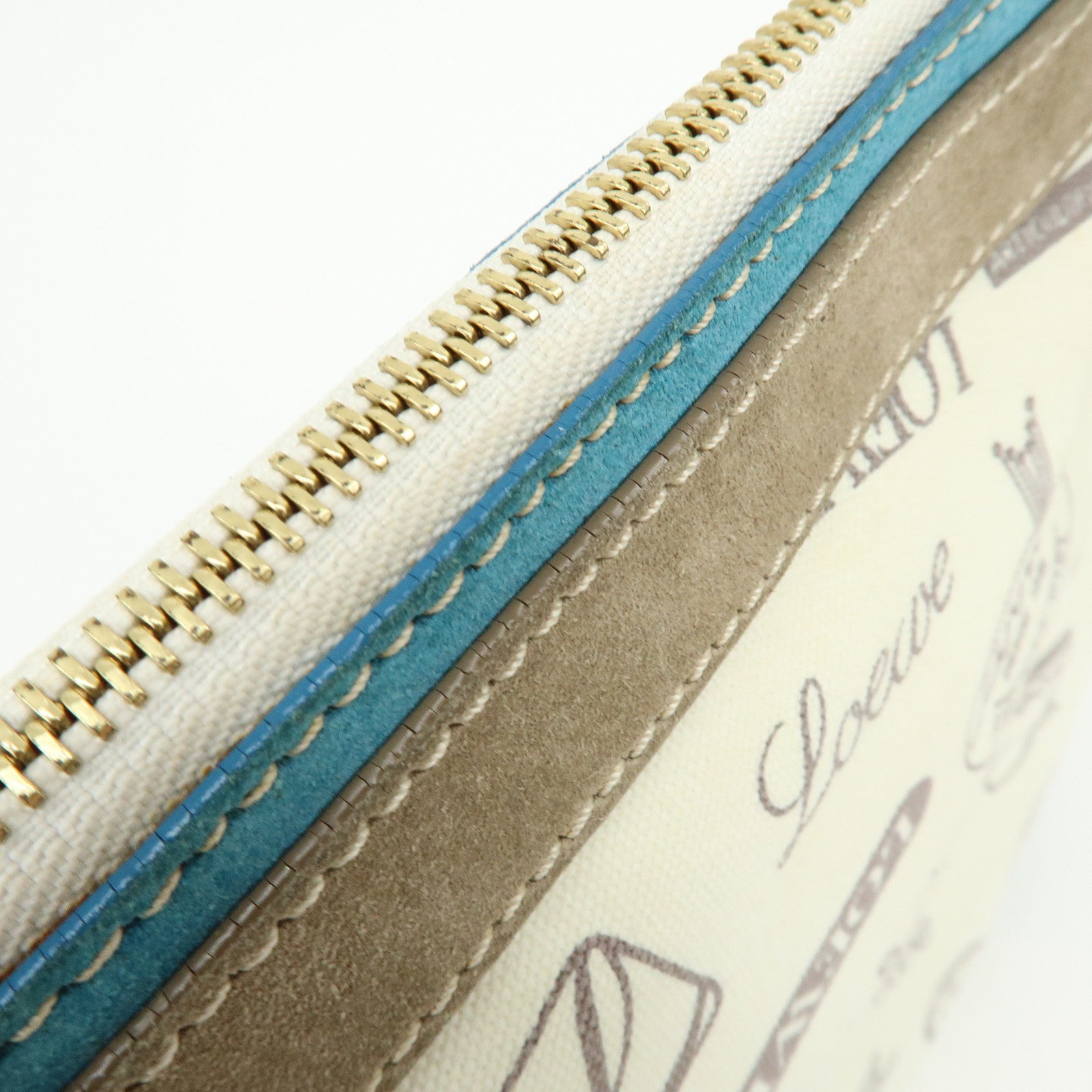 LOEWE Anagram Canvas Suede Leather Shoulder Bag 160th Beige Blue