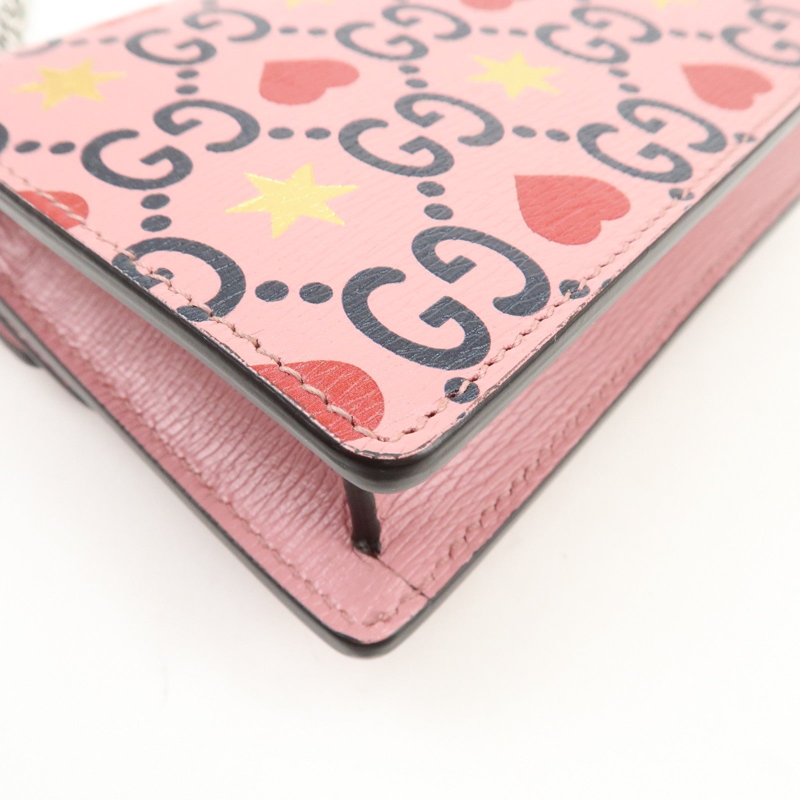 GUCCI Dionysus Super Mini Bag Heart Chain Shoulder Bag Pink 476432