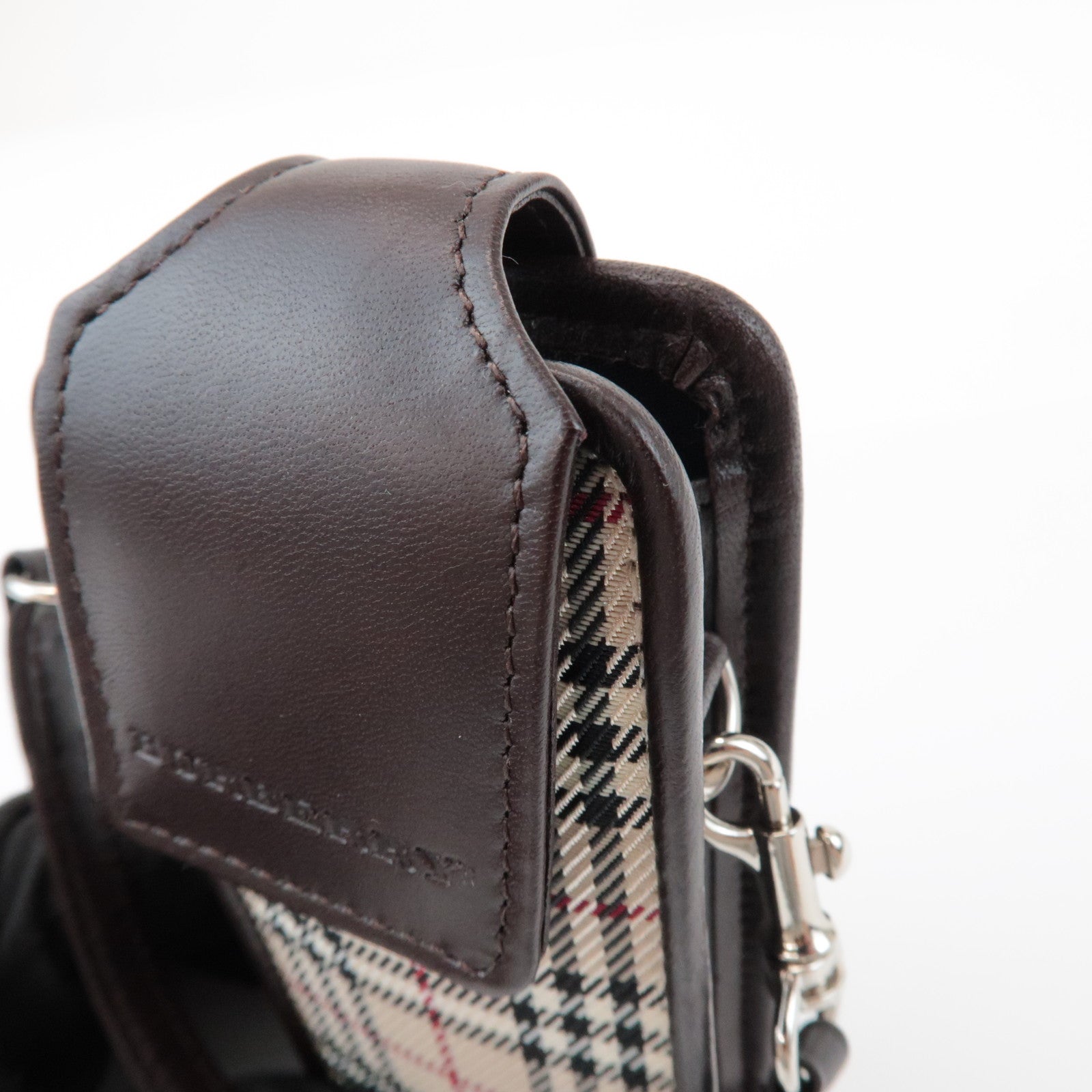 BURBERRY Nova Plaid Mini Pouch Beige Brown