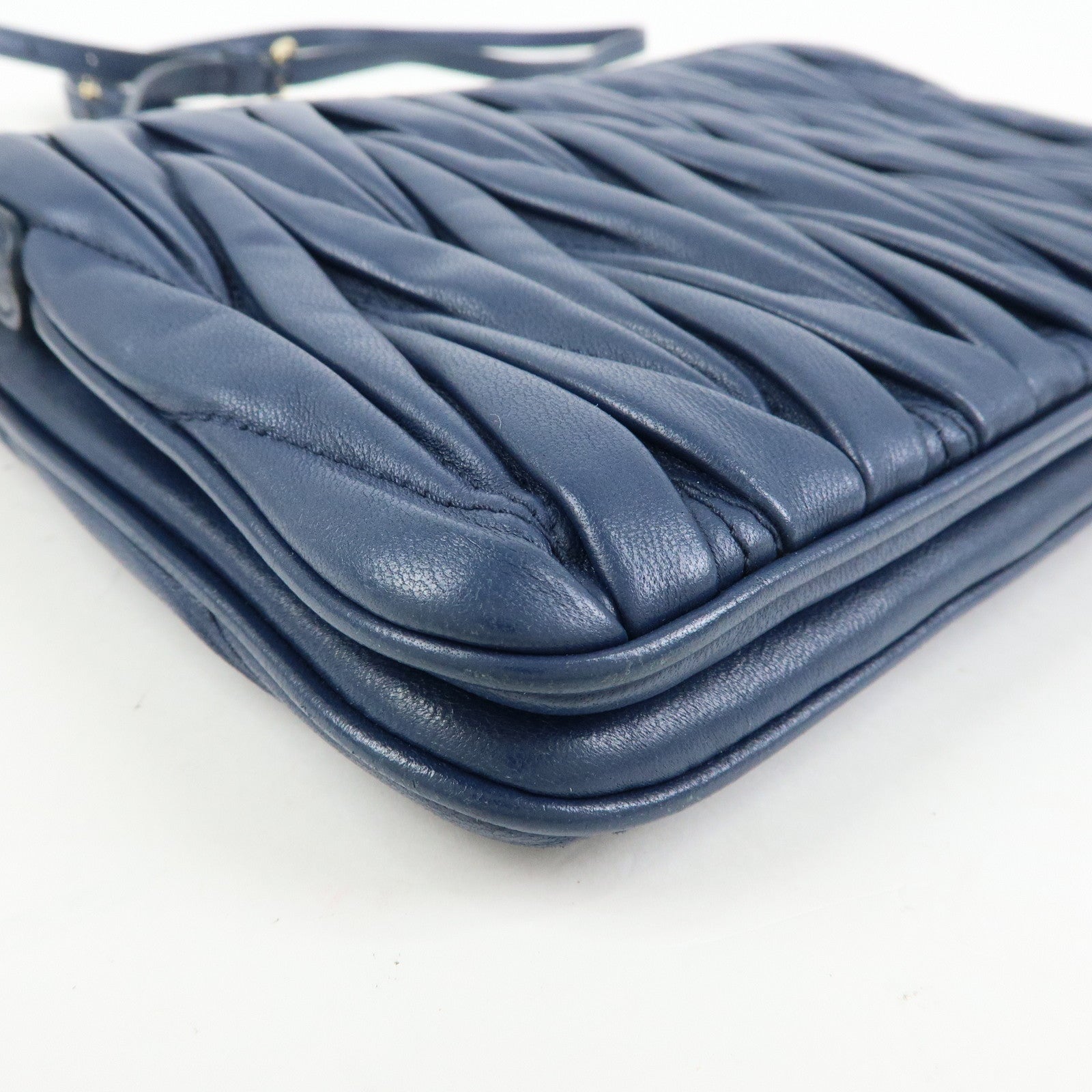 MIU MIU Matelasse Leather Shoulder Bag Crossbody Bag Blue