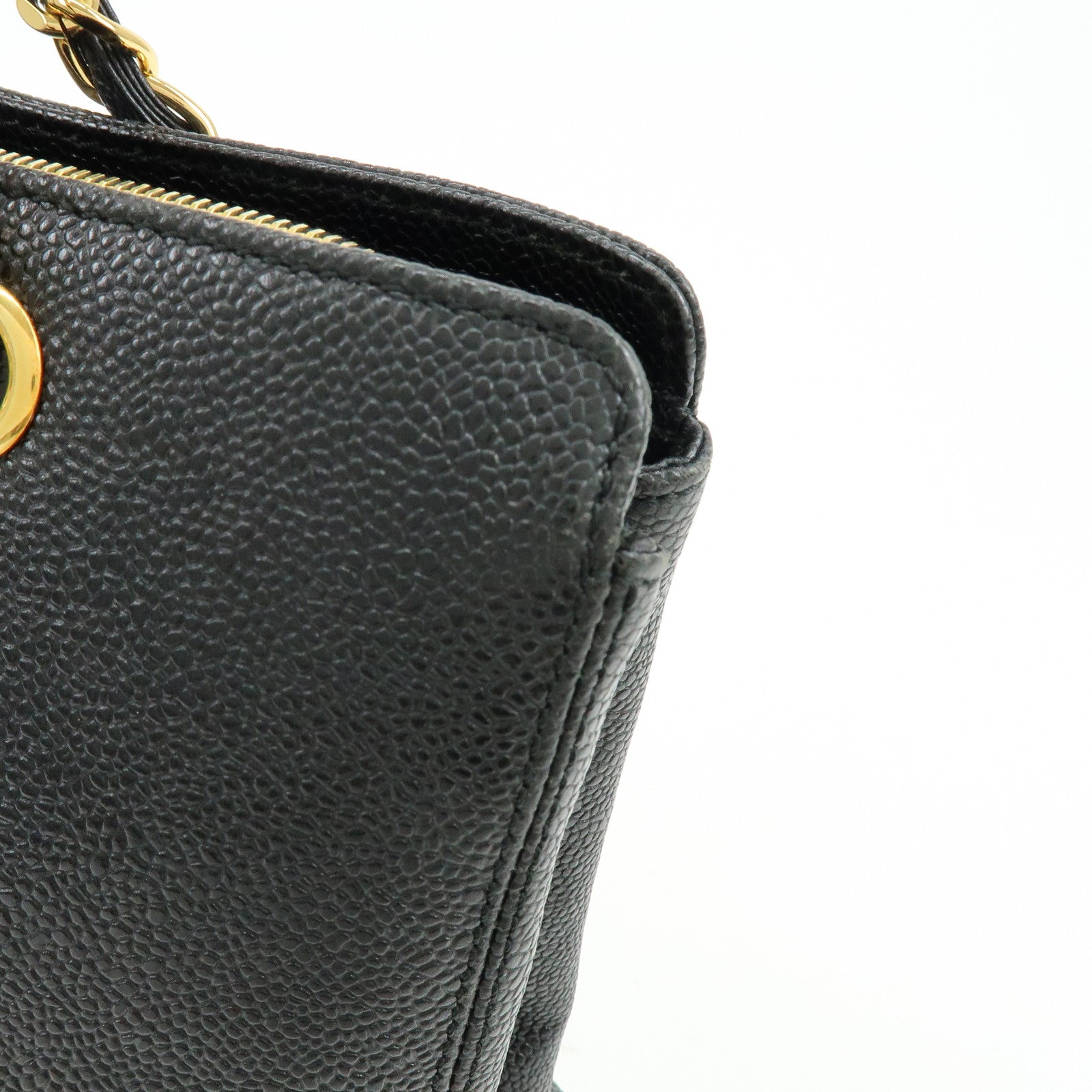 CHANEL Caviarskin Tote Bag Hand Bag Black A08913