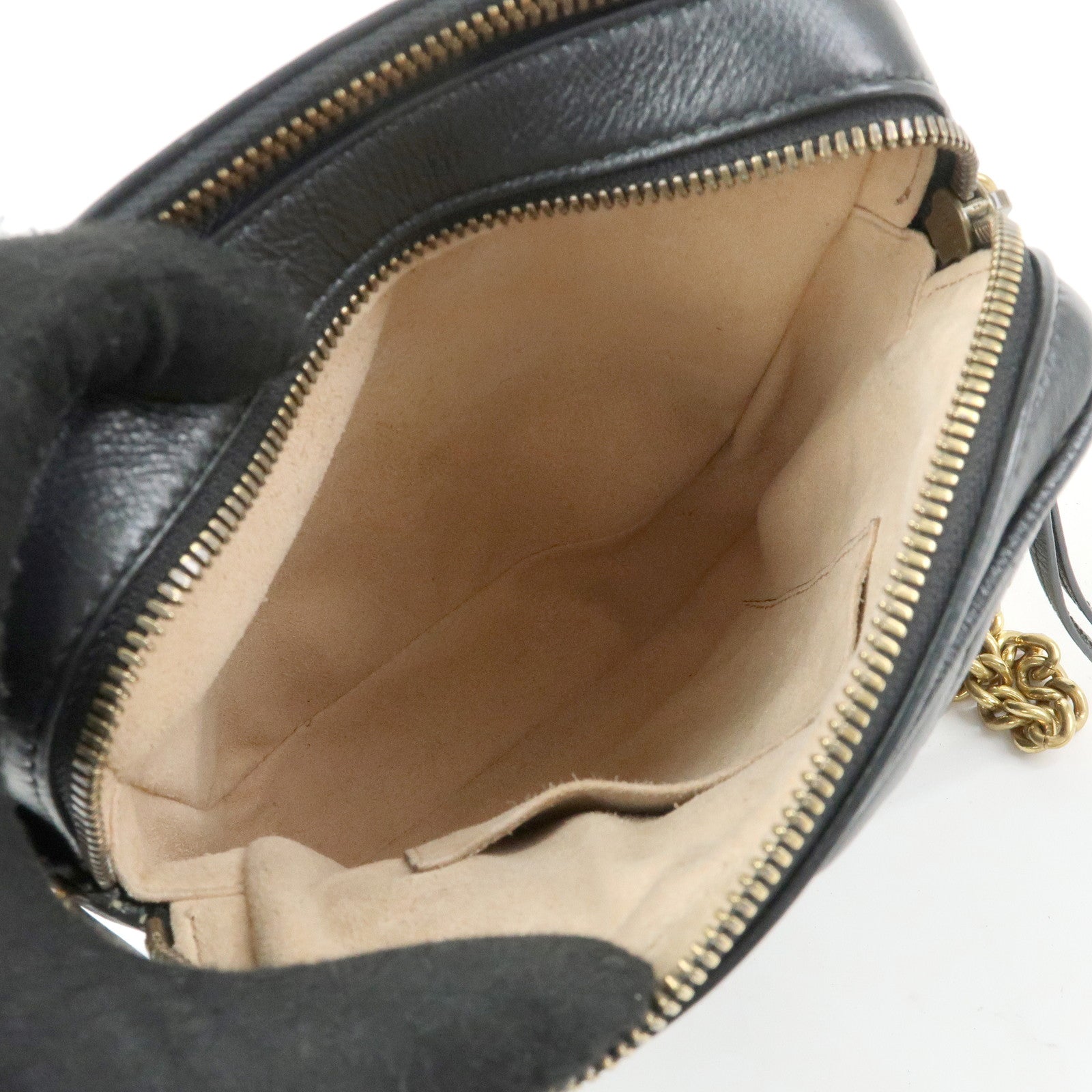 GUCCI GG Marmont Leather Chain Shoulder Crossbody Bag Black 550155