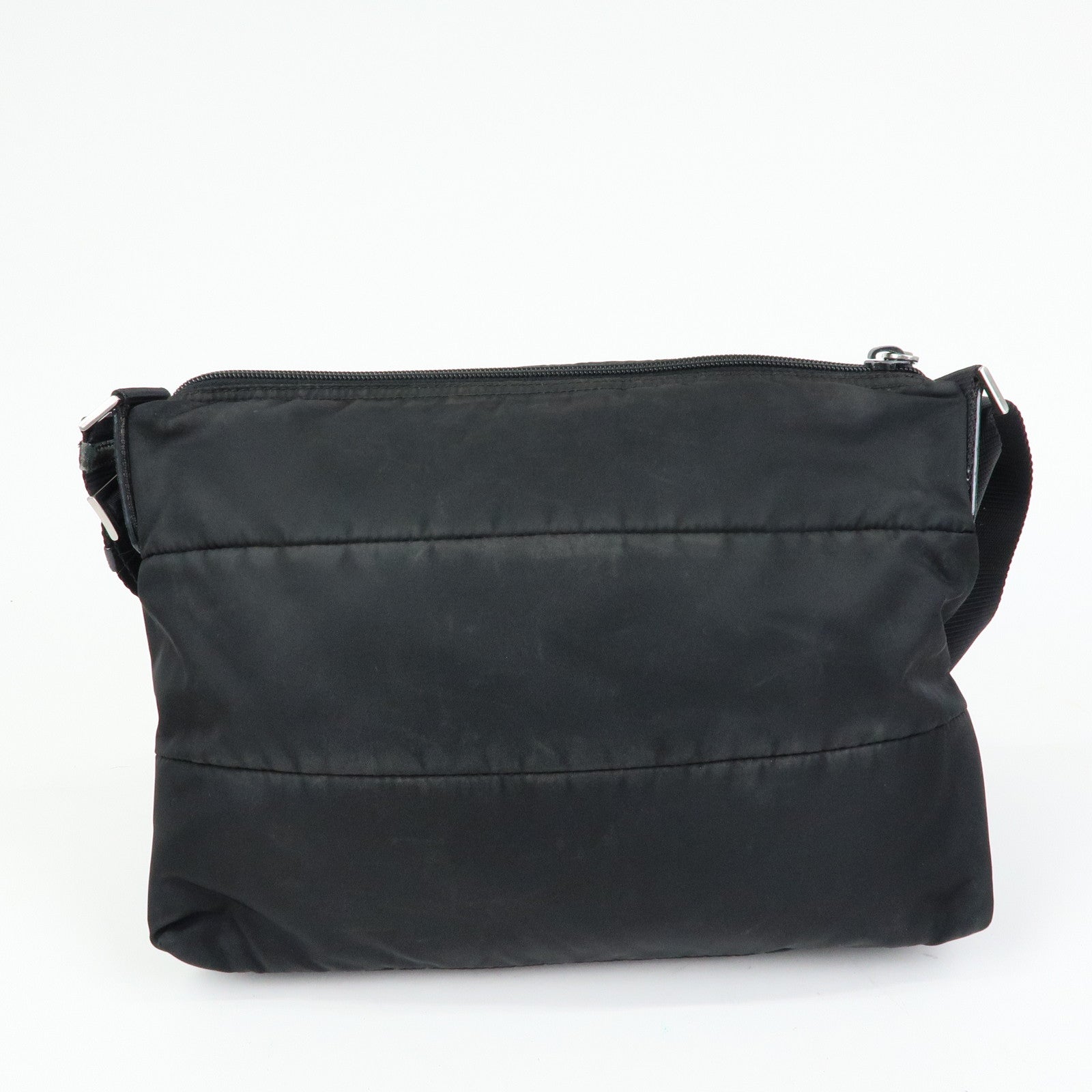 PRADA Triangle Logo Nylon Leather Shoulder Bag Crossbody Bag Black