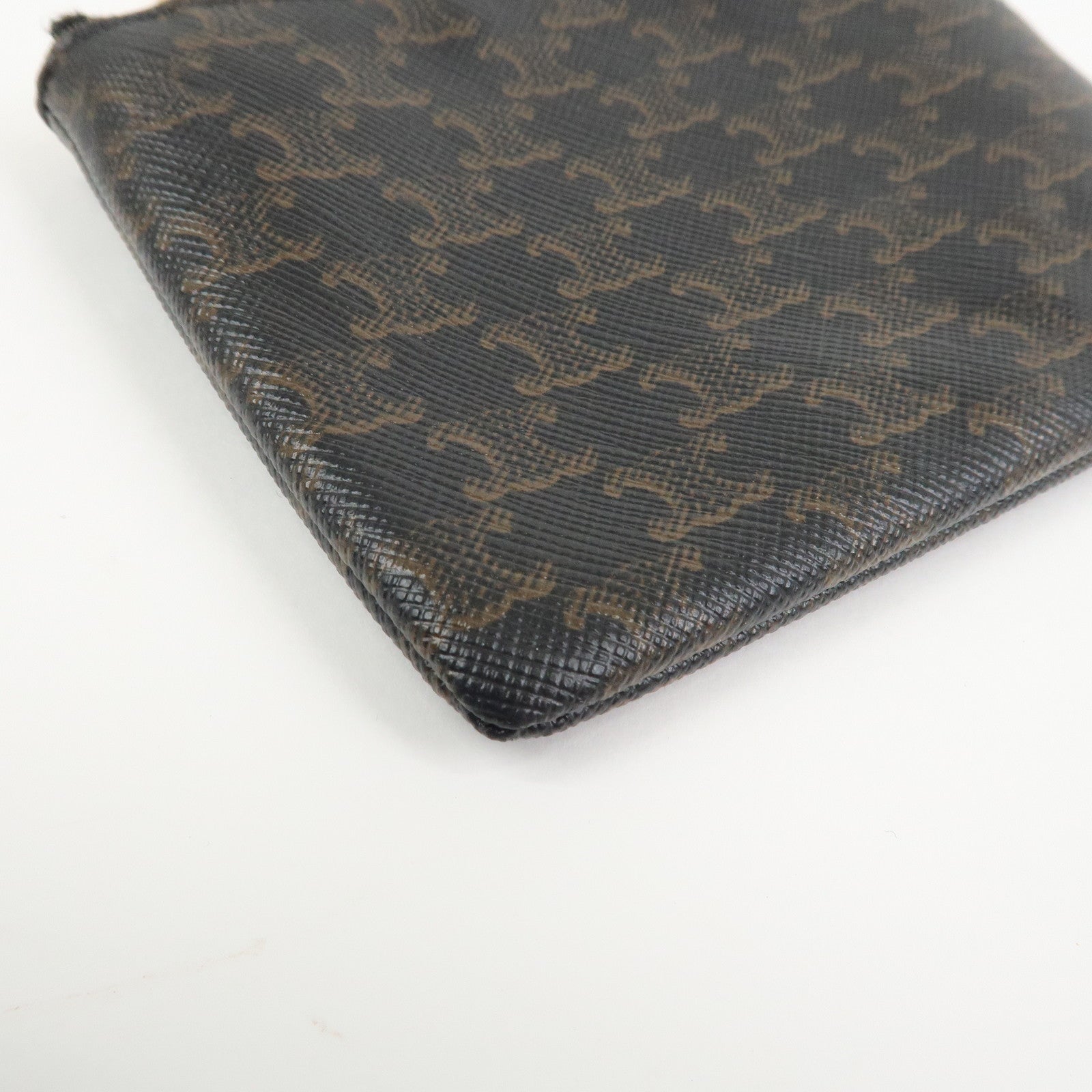 CELINE Triomphe PVC Canvas Cosmetic Pouch Black