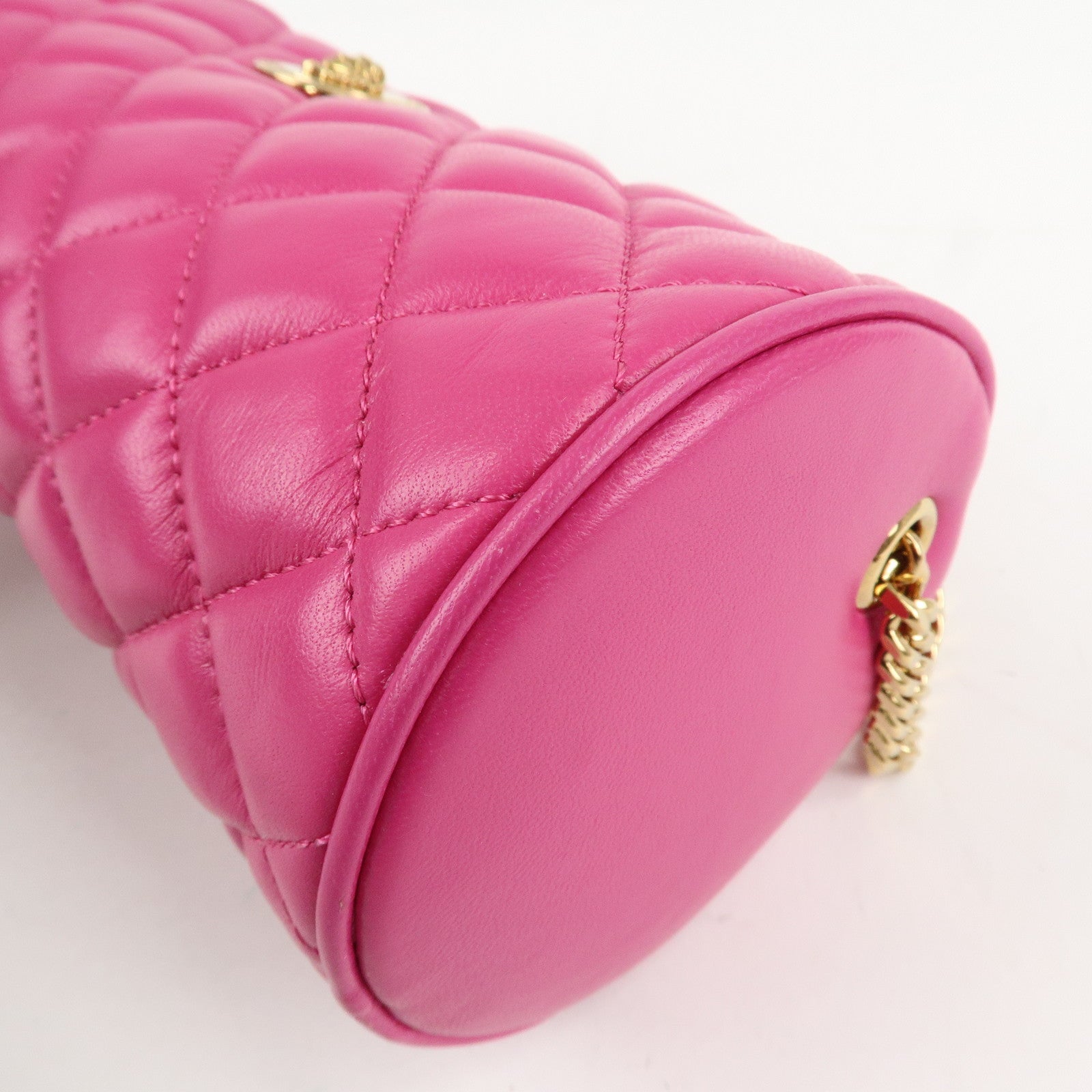 GIANNI VERSACE Medusa Chain Shoulder Bag Hand Bag Gold HDW Pink Used