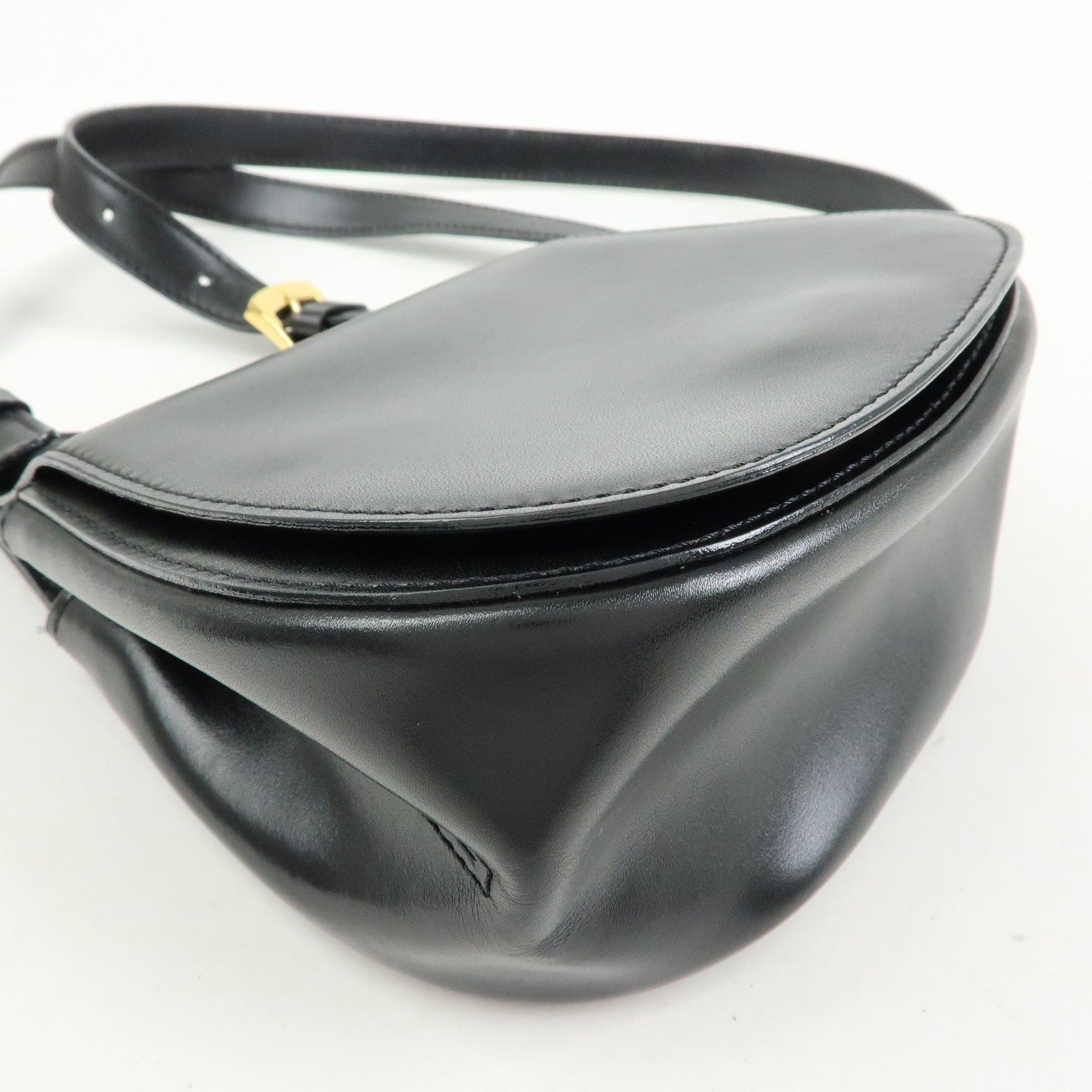 CELINE Leather Shoulder Bag Crossbody Bag Black
