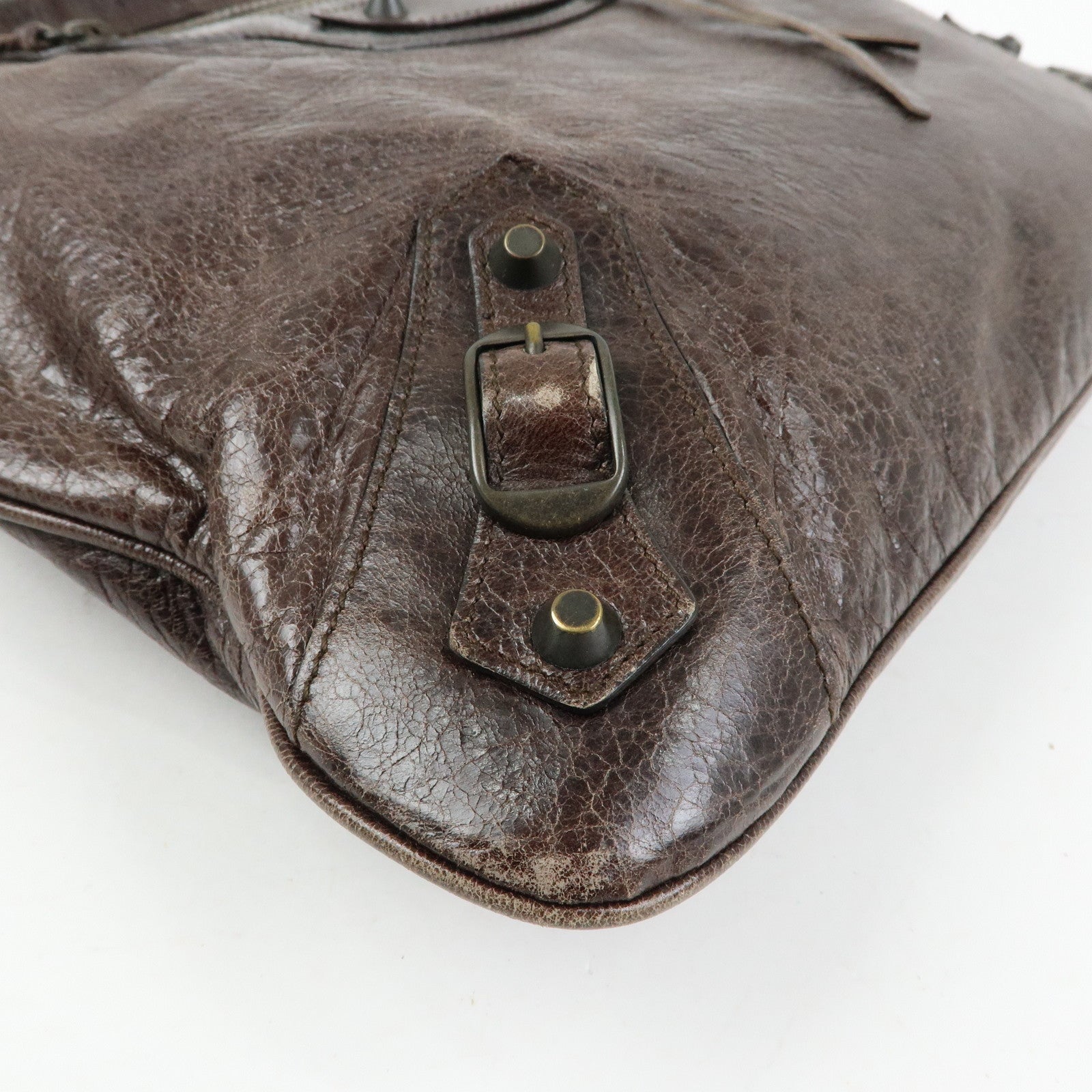 BALENCIAGA The Messenger Leather Shoulder Bag Brown 177289